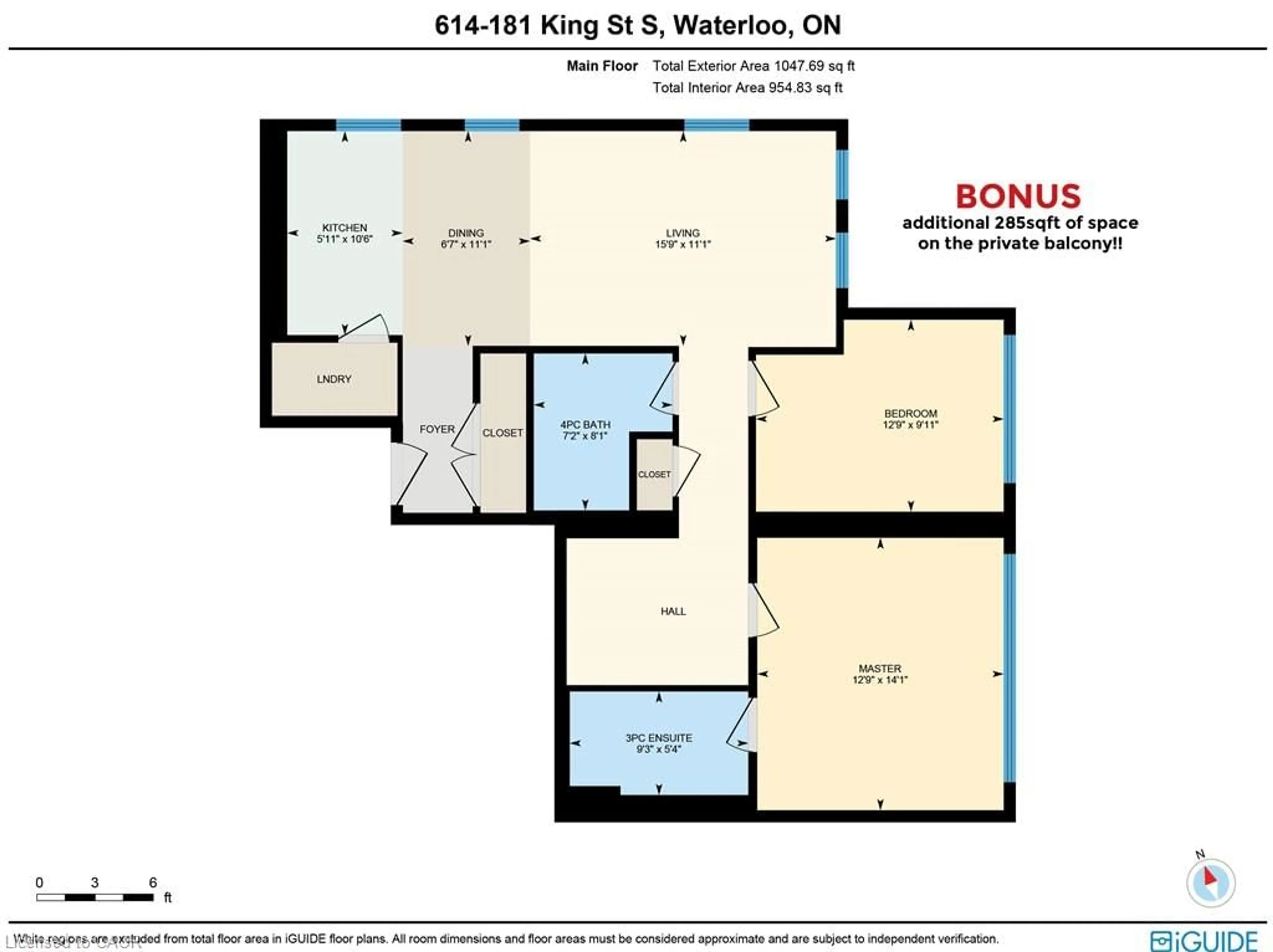 Floor plan for 181 King St #614, Waterloo Ontario N2J 0E7
