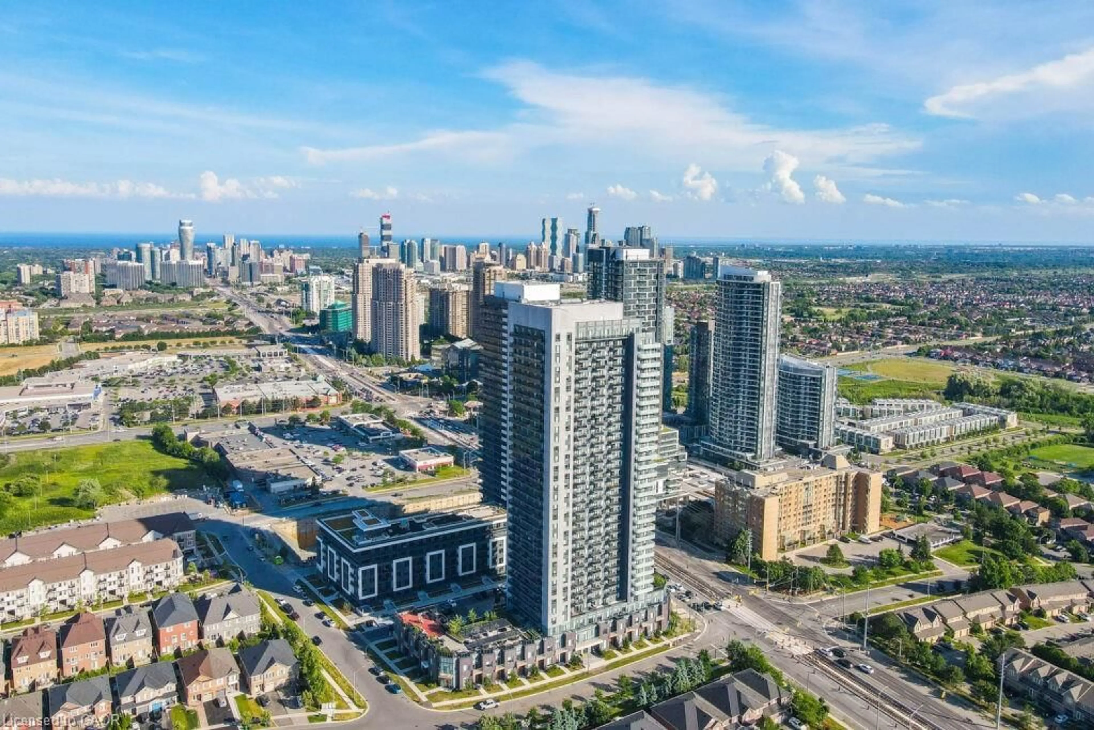 A pic from outside/outdoor area/front of a property/back of a property/a pic from drone, city buildings view from balcony for 8 Nahani Way #2921, Mississauga Ontario L4Z 0C6