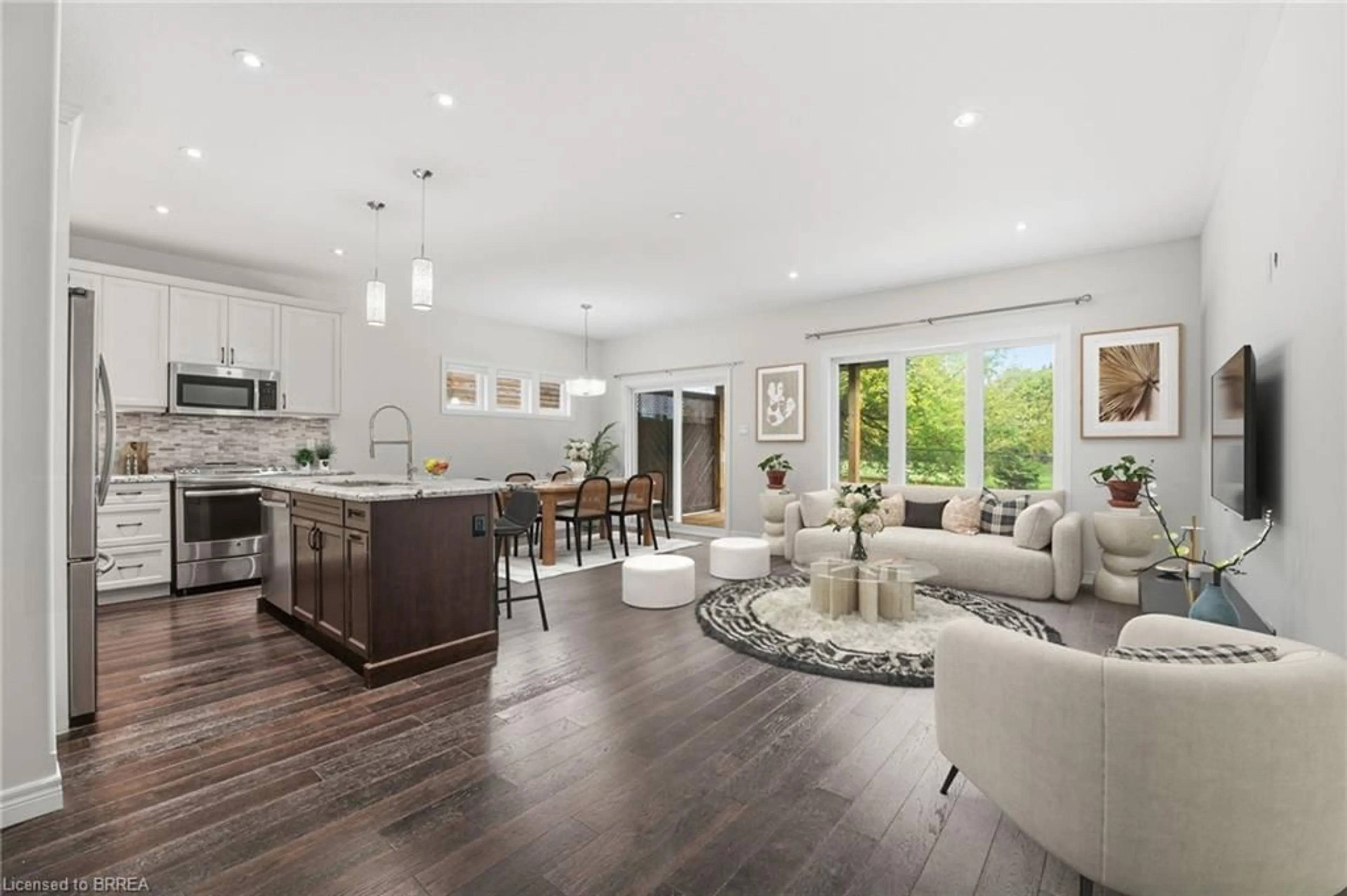 Open concept kitchen, wood/laminate floor for 11 Cottonwood St, Waterford Ontario N0E 1Y0