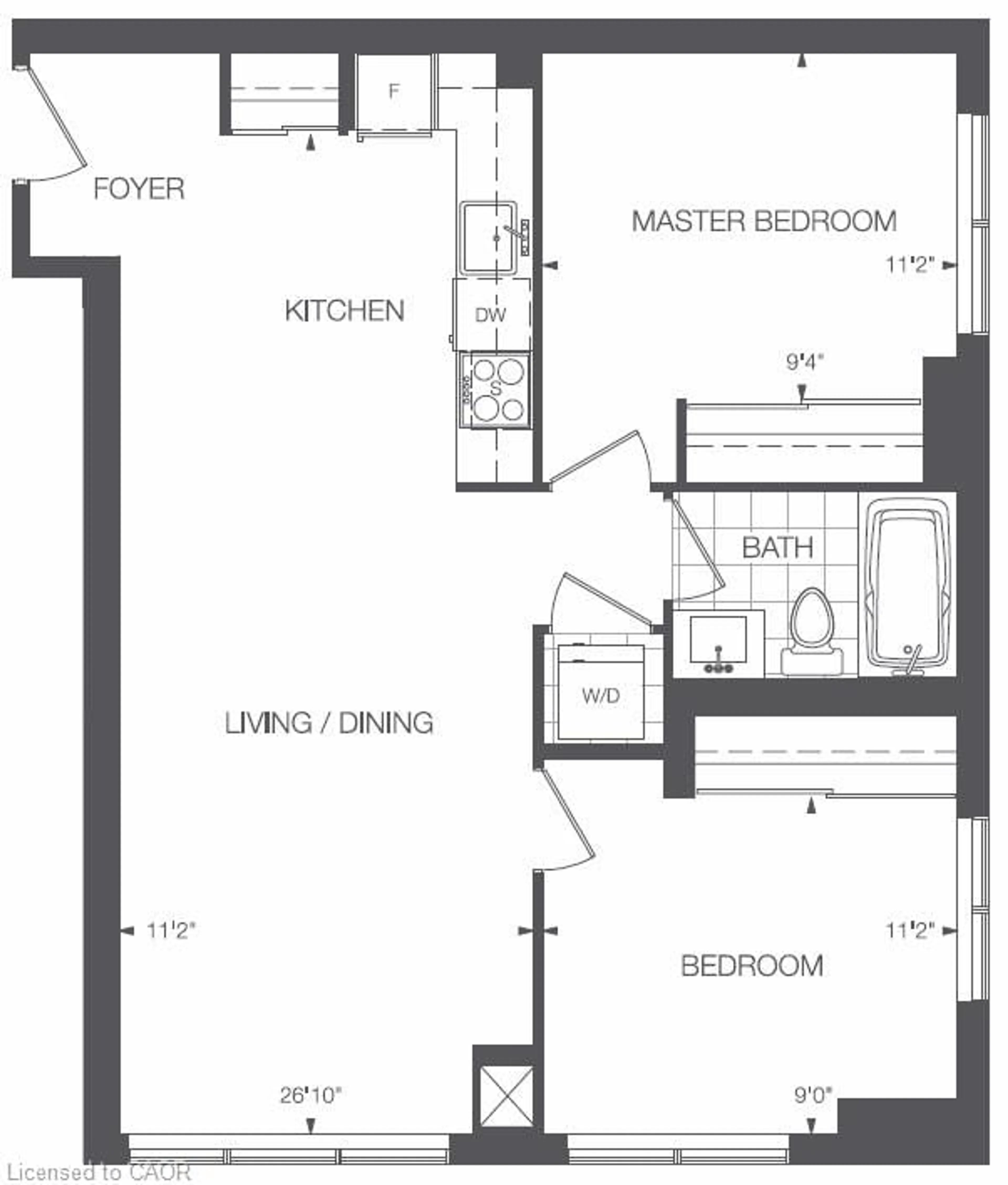Floor plan for 2081 Fairview St #1703, Burlington Ontario L7R 0E4
