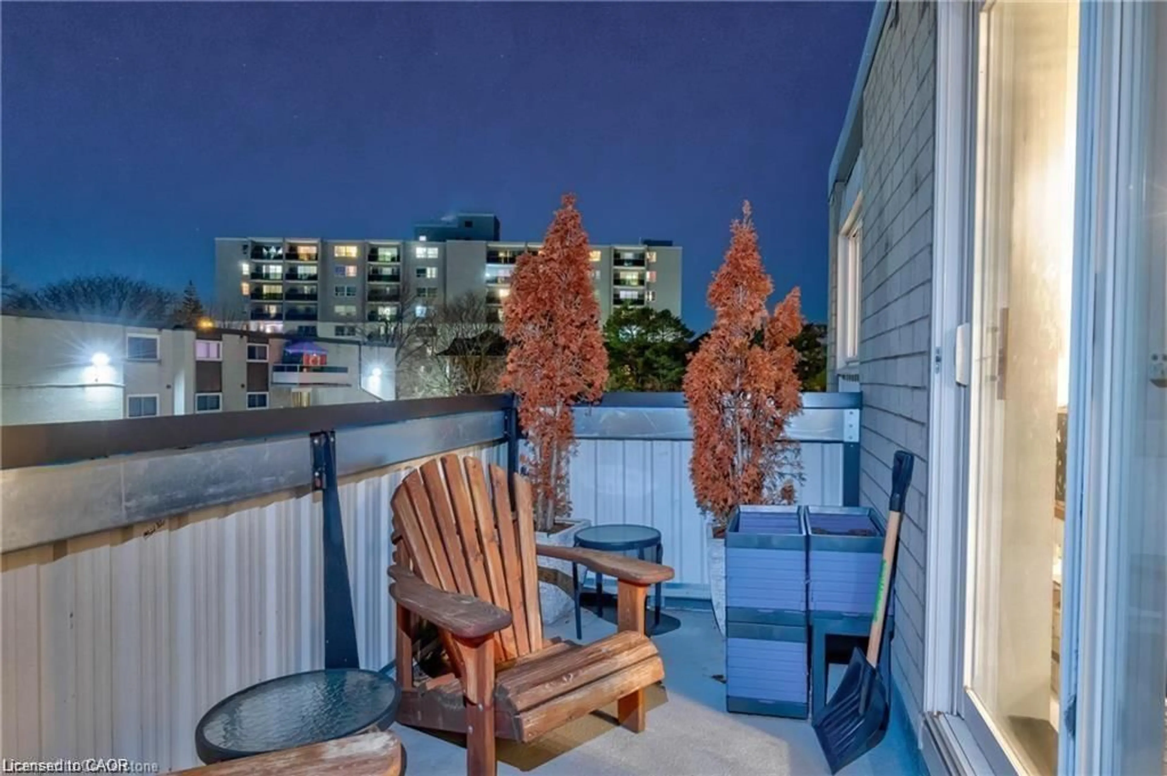 Patio, city buildings view from balcony for 6 Walton Ave #310, Kitchener Ontario N2C 2B5