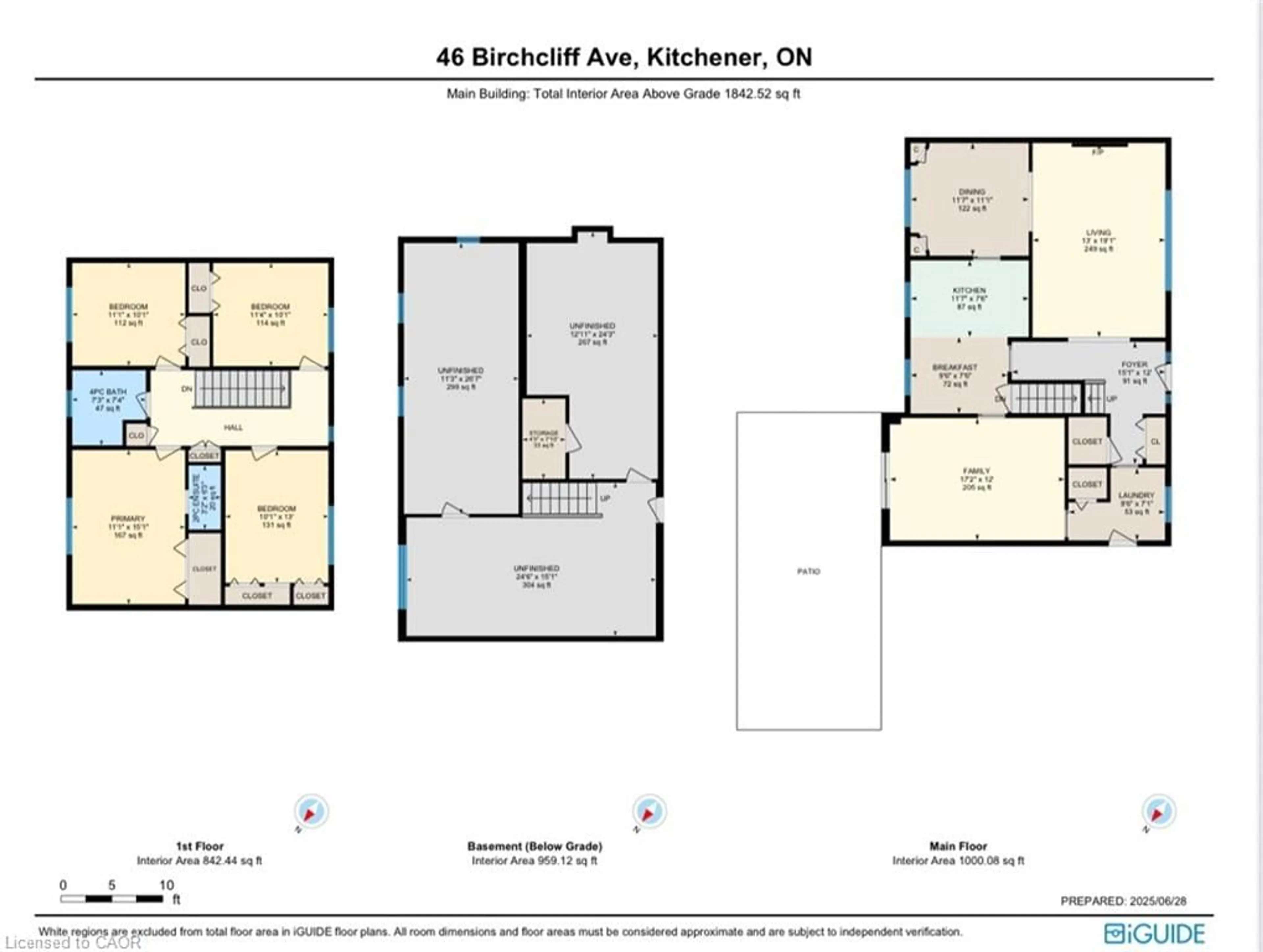 Floor plan for 46 Birchcliff Ave, Kitchener Ontario N2M 4V6