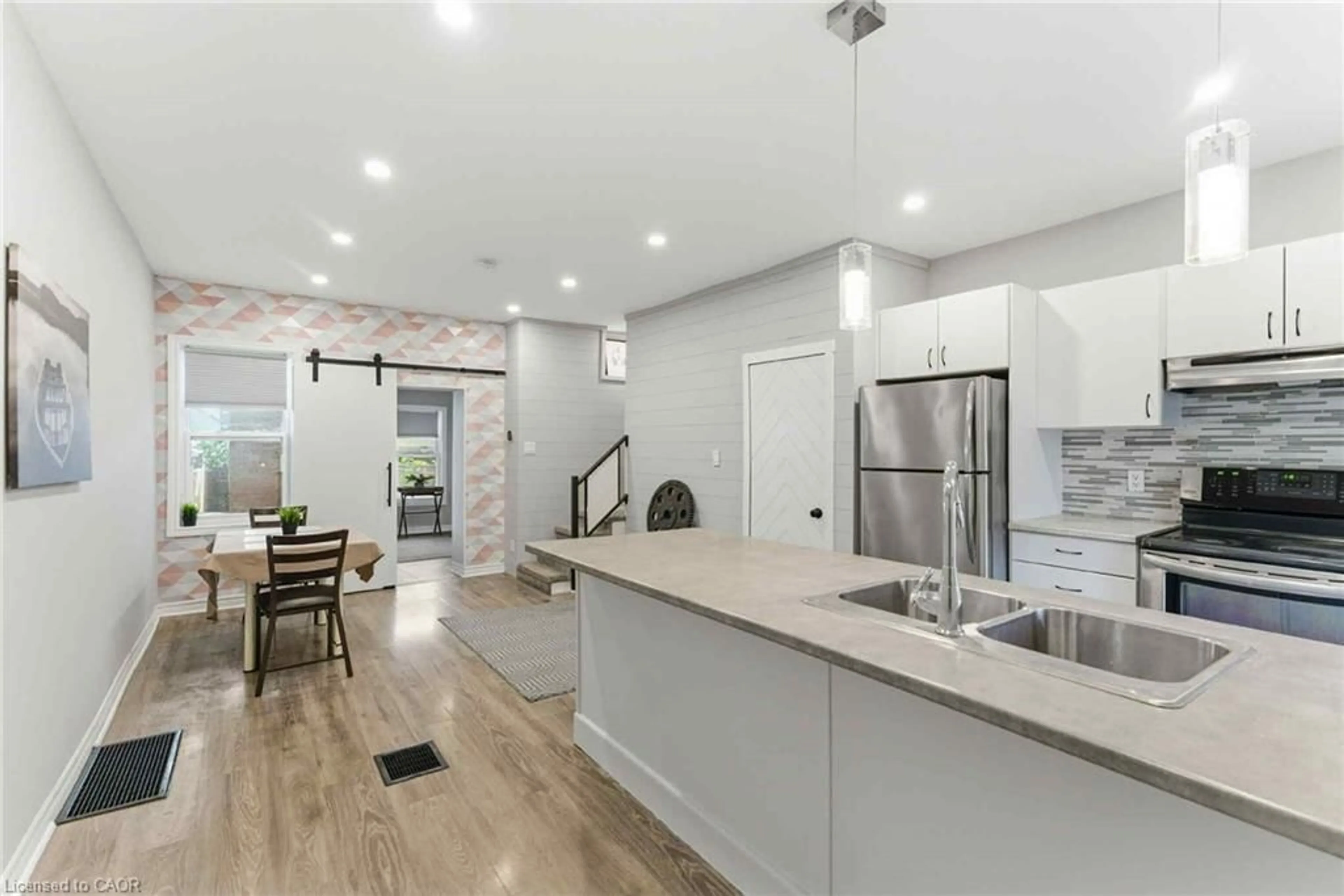 Open concept kitchen, ceramic/tile floor for 100 Cheever St, Hamilton Ontario L8L 5R9