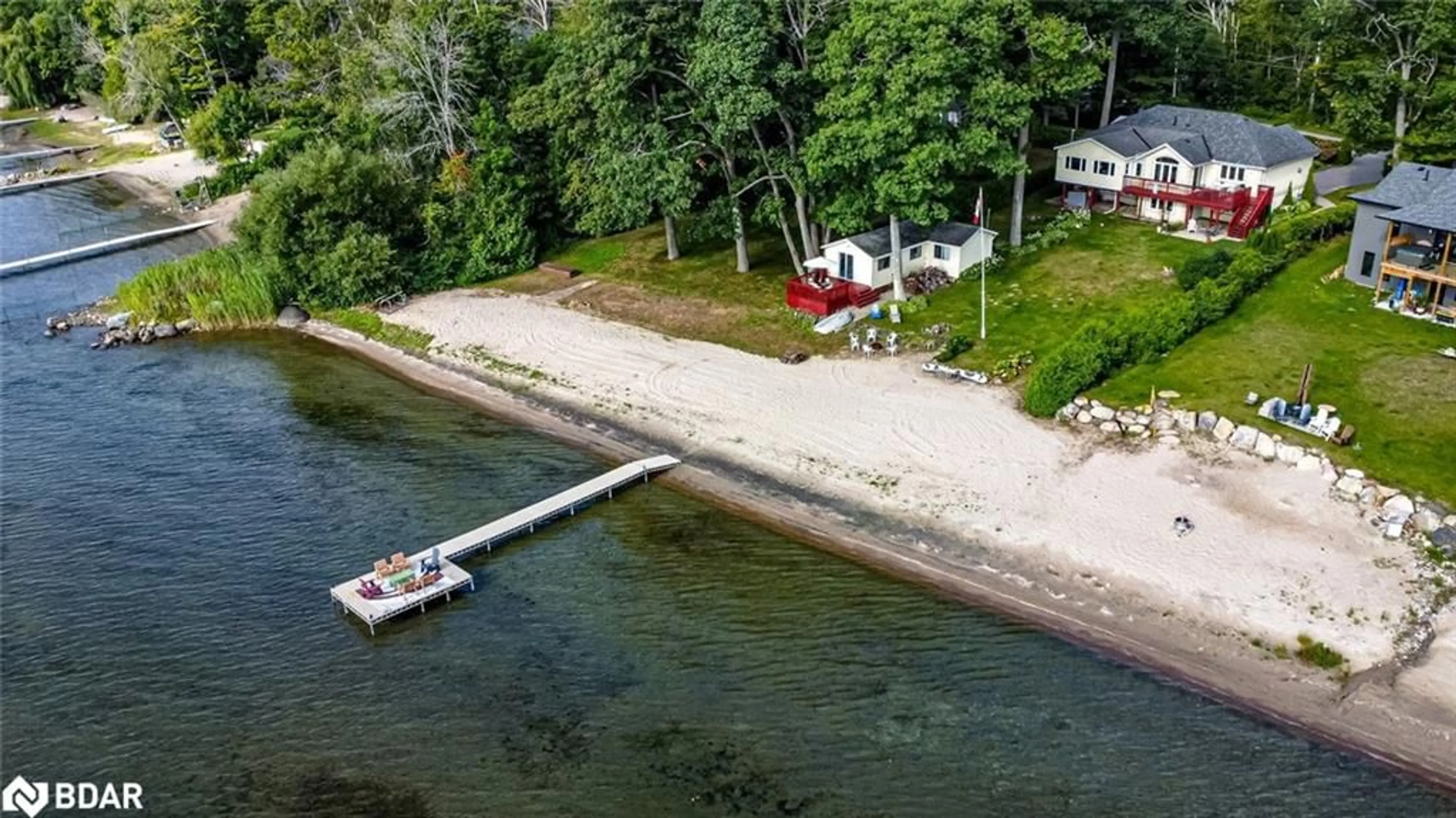 A pic from outside/outdoor area/front of a property/back of a property/a pic from drone, water/lake/river/ocean view for 383 Peek-A-Boo Trail, Tiny Ontario L9M 0B3
