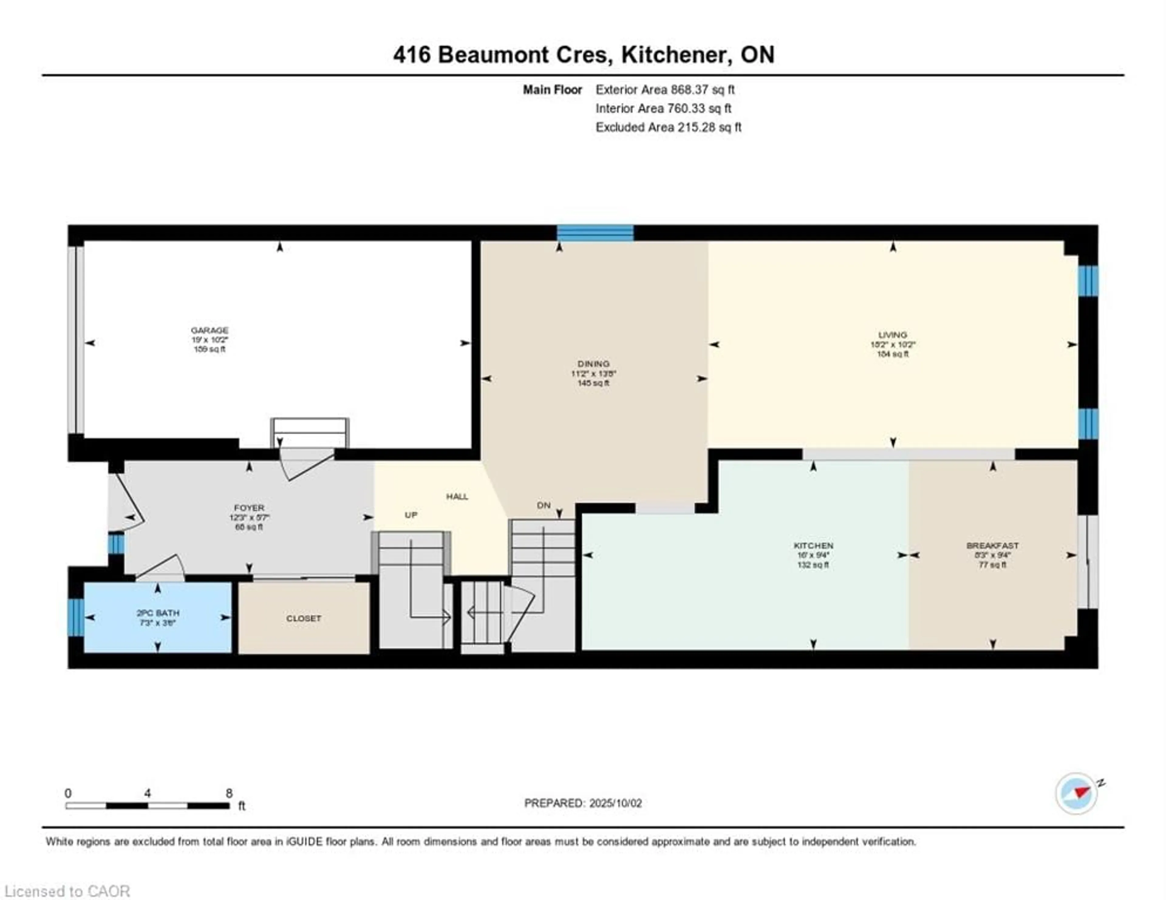 Floor plan for 416 Beaumont Cres, Kitchener Ontario N2A 0C1
