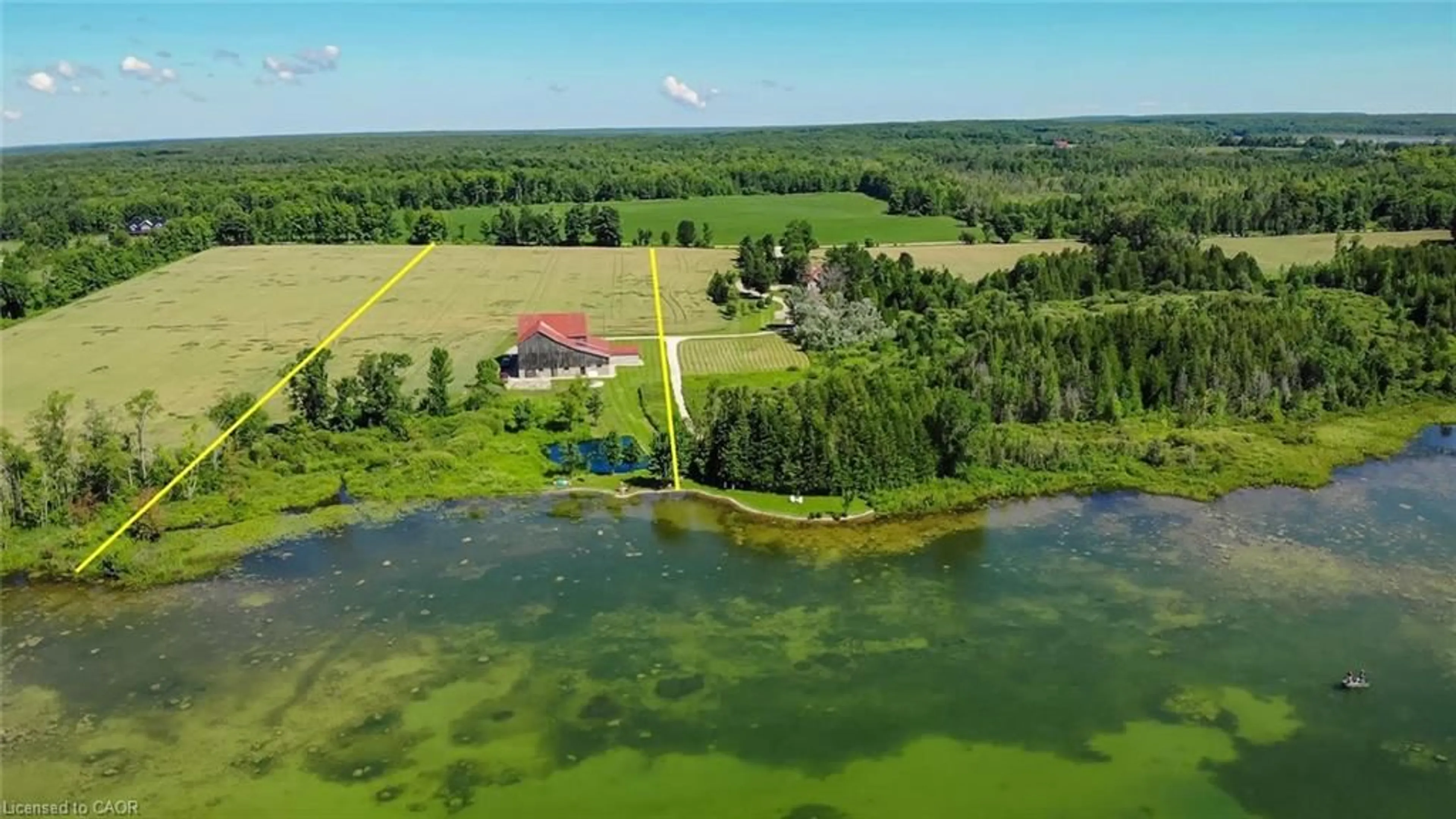 A pic from outside/outdoor area/front of a property/back of a property/a pic from drone, water/lake/river/ocean view for 110 Mountain Lake Dr, Georgian Bluffs Ontario N0H 2T0