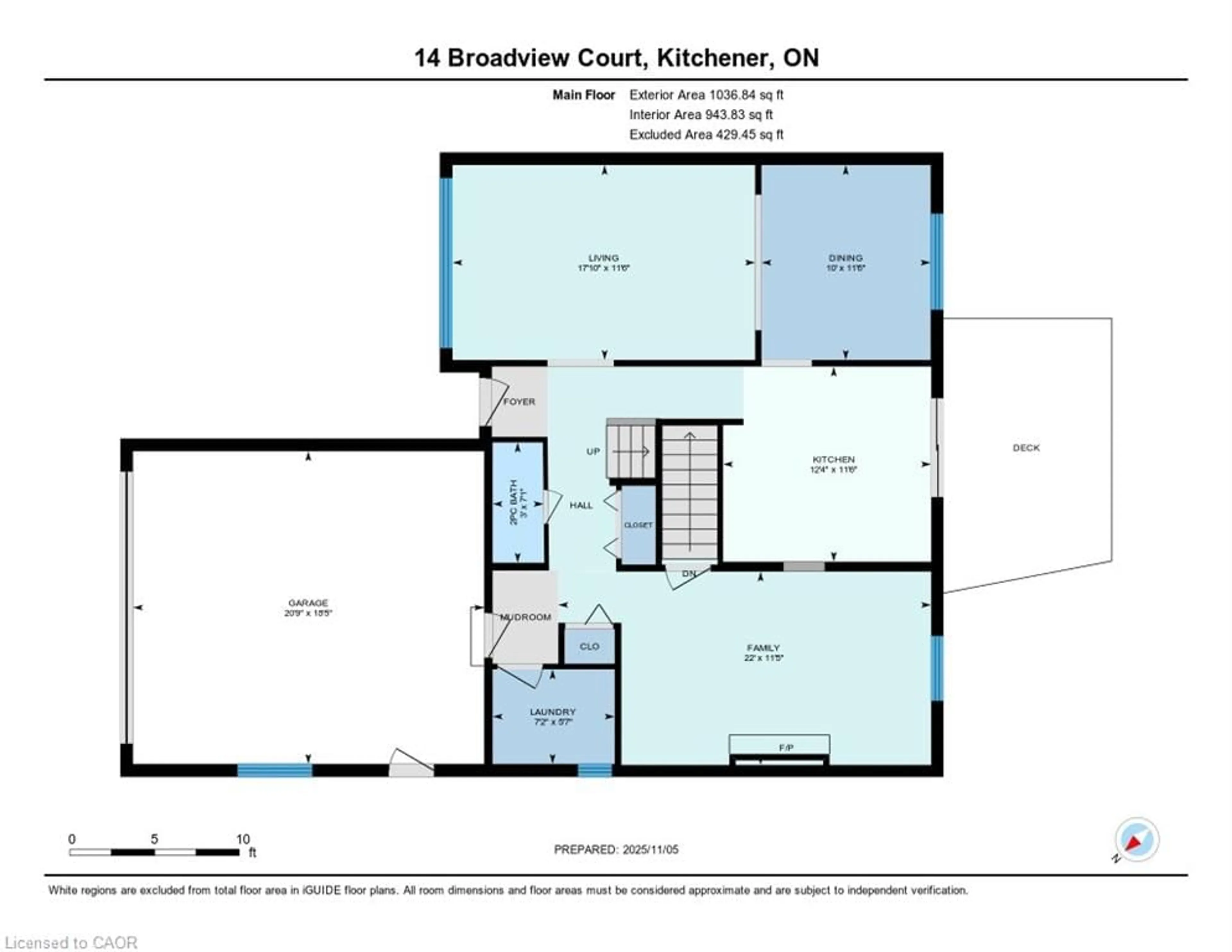 Floor plan for 14 Broadview Crt, Kitchener Ontario N2A 2X8