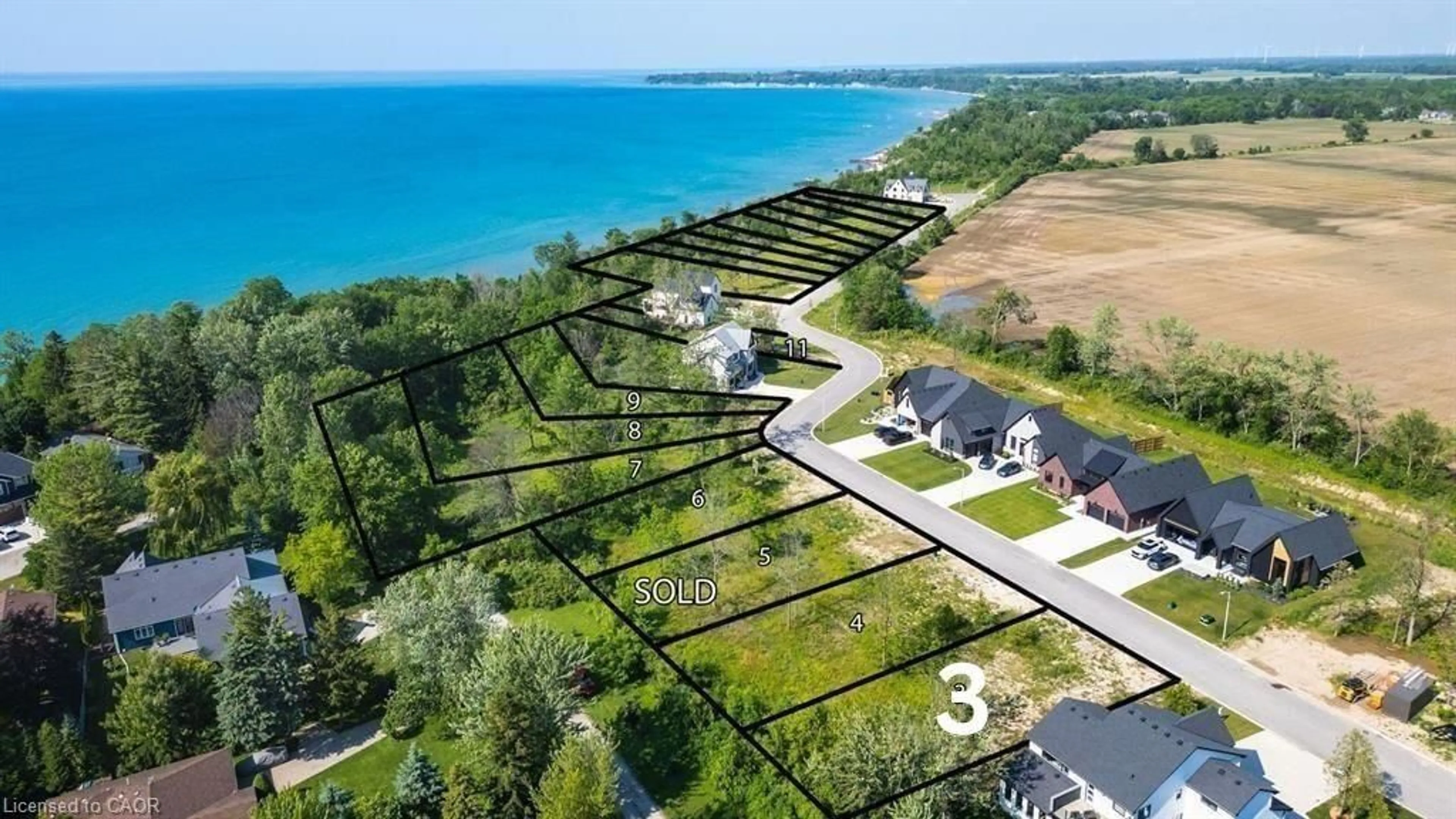 A pic from outside/outdoor area/front of a property/back of a property/a pic from drone, water/lake/river/ocean view for 7011 Blue Coast Hts, Plympton-Wyoming Ontario N0N 1E0