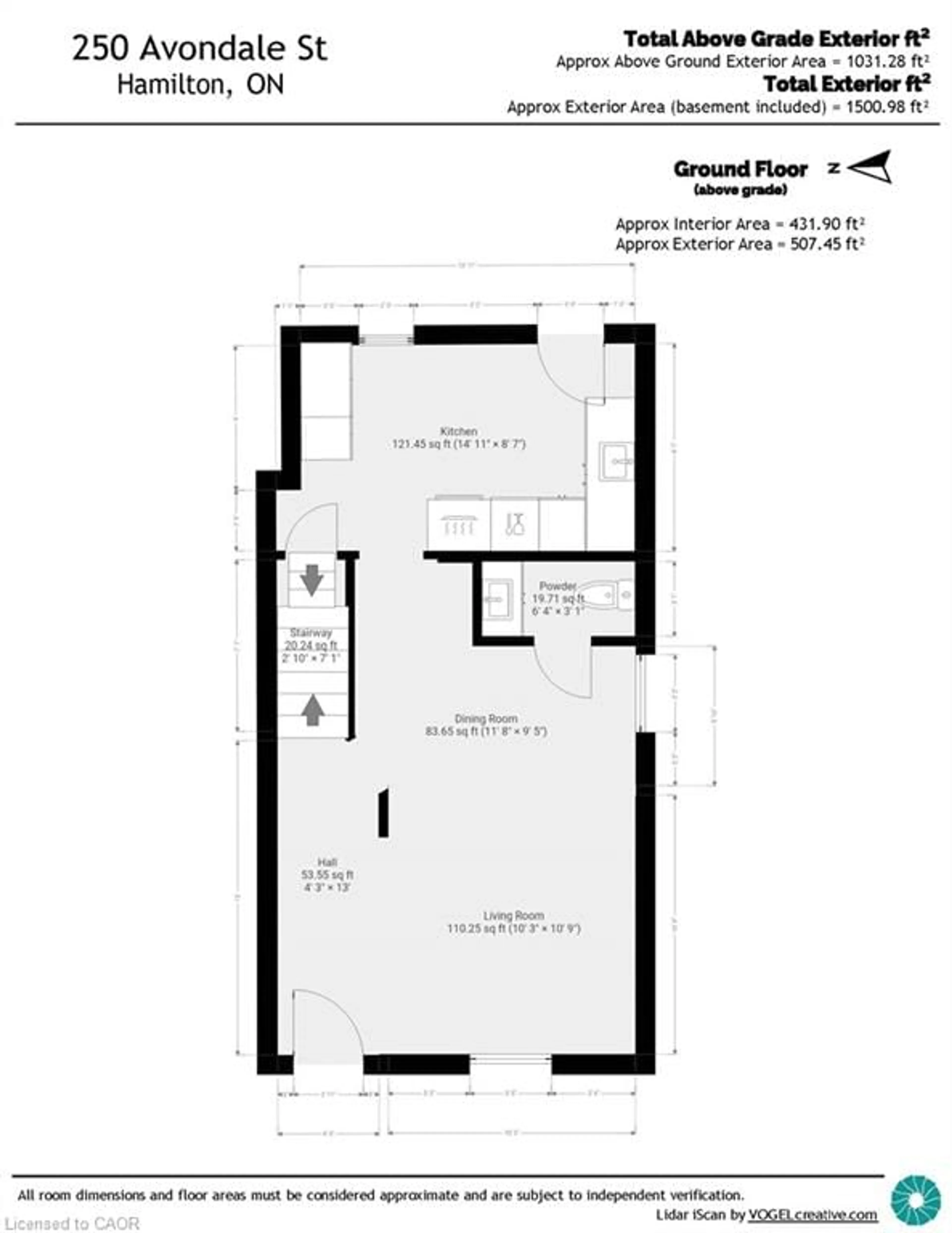 Floor plan for 250 Avondale St, Hamilton Ontario L8L 7C5