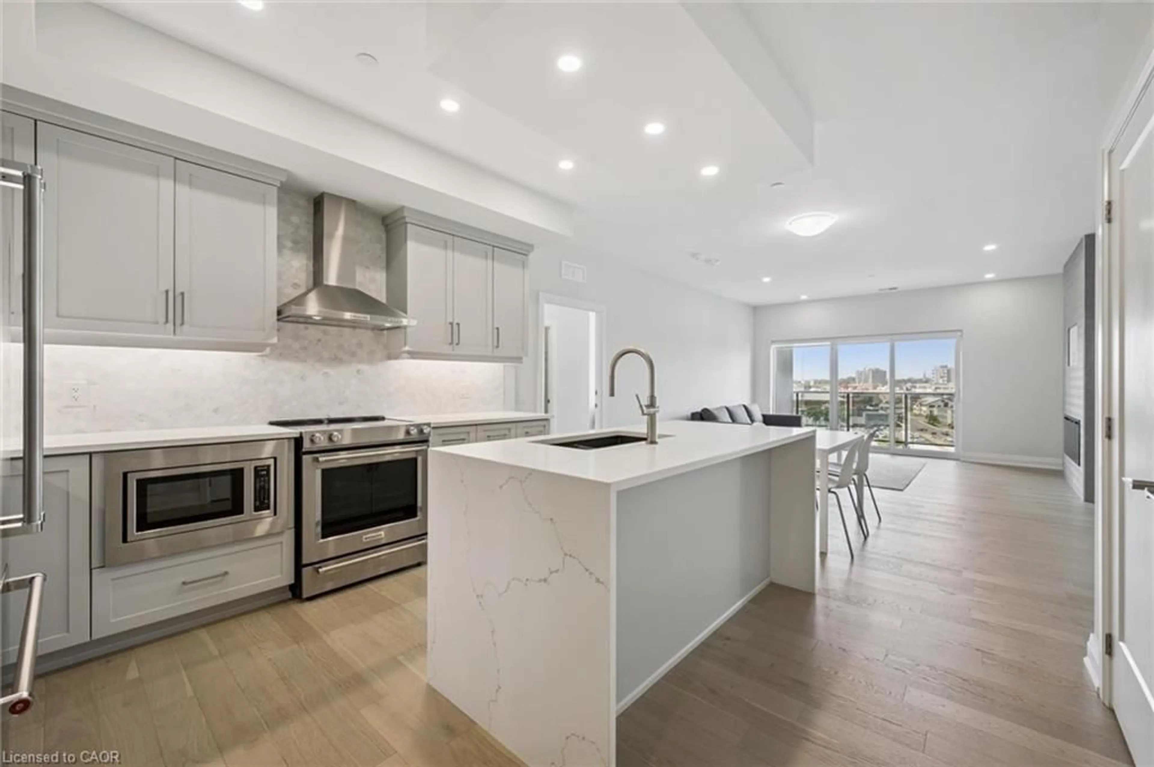 Open concept kitchen, ceramic/tile floor for 71 Wyndham St #1007, Guelph Ontario N1E 0T7