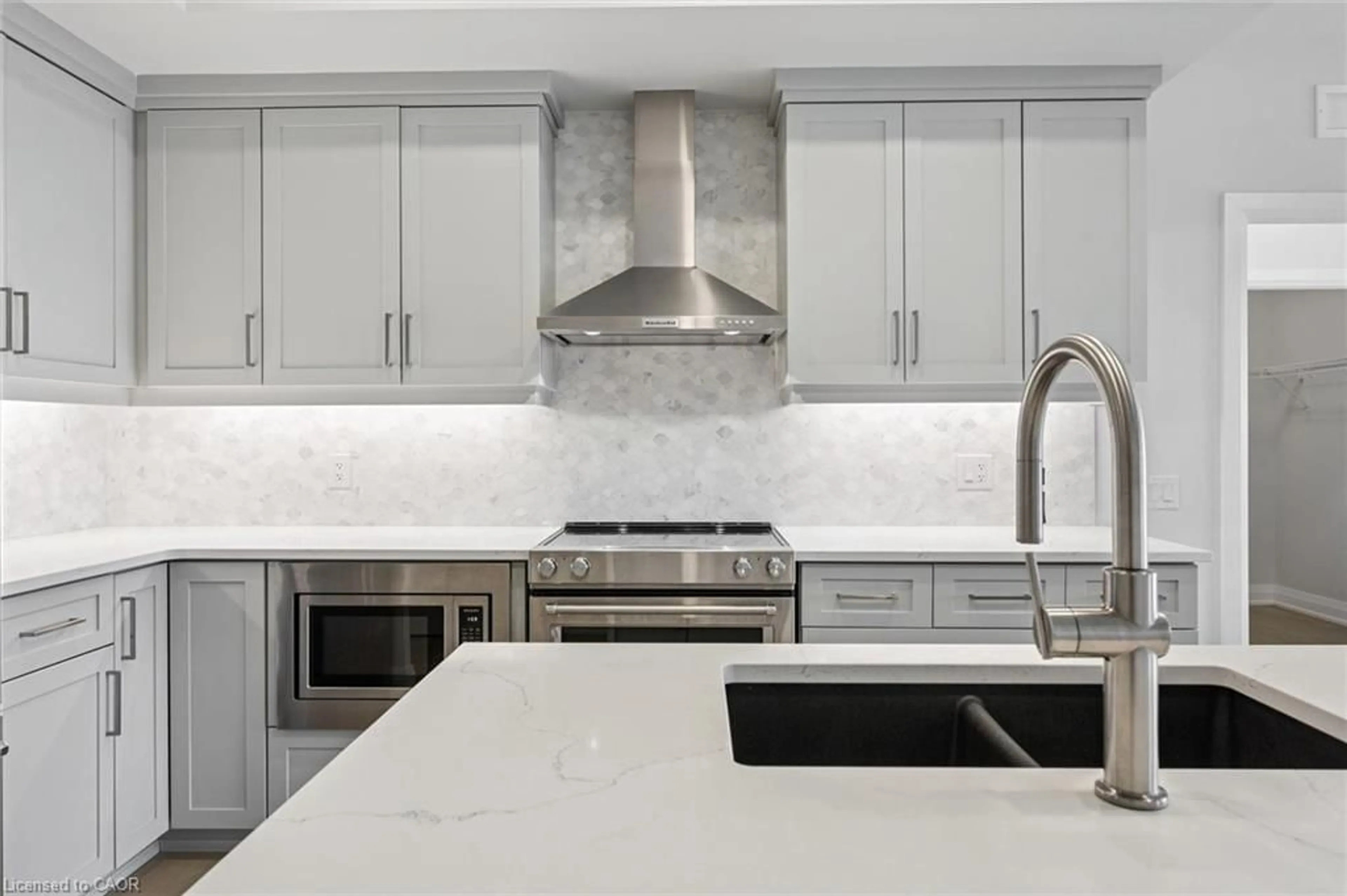 Contemporary kitchen, ceramic/tile floor for 71 Wyndham St #1007, Guelph Ontario N1E 0T7