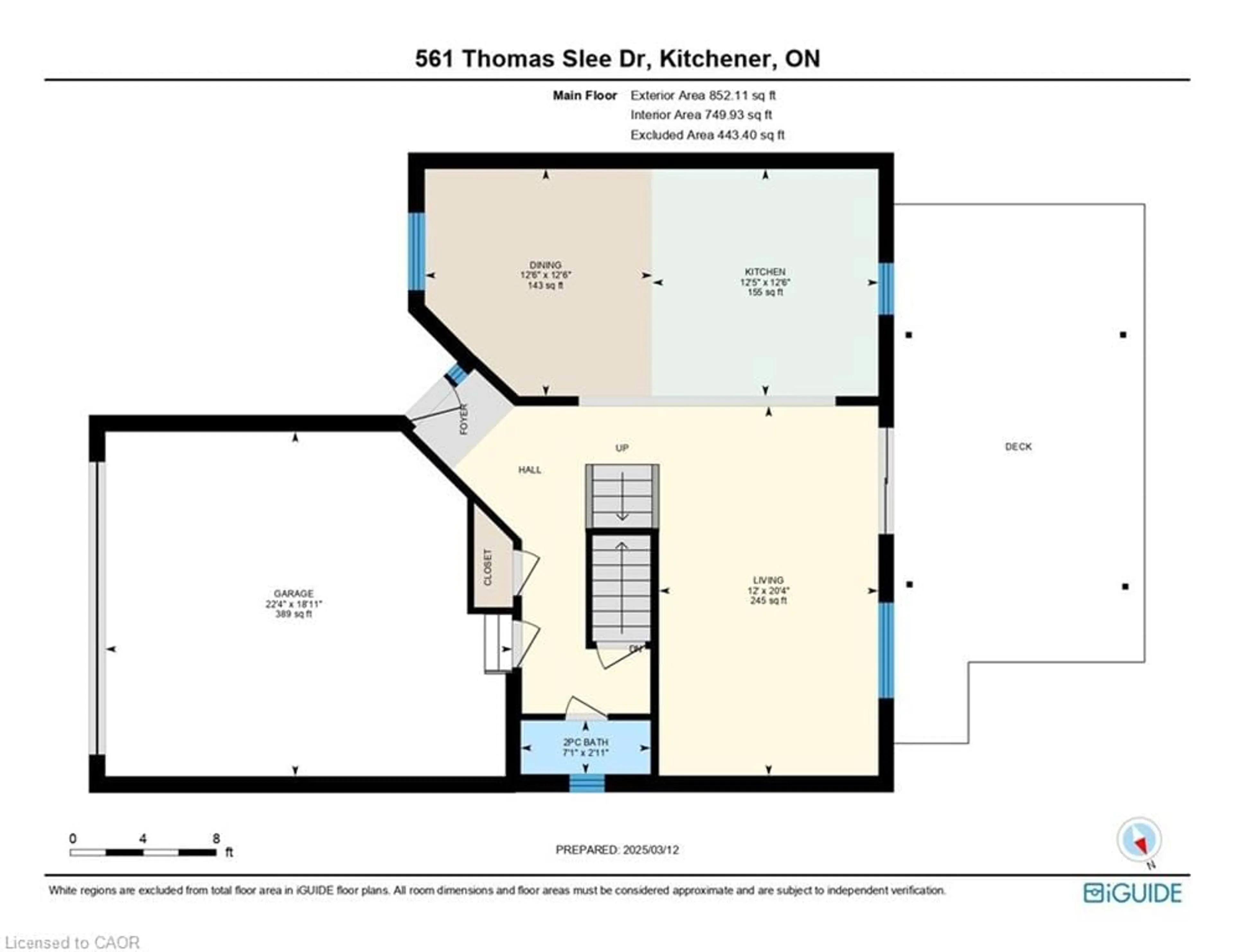 Floor plan for 561 Thomas Slee Dr, Kitchener Ontario N2P 2Y7
