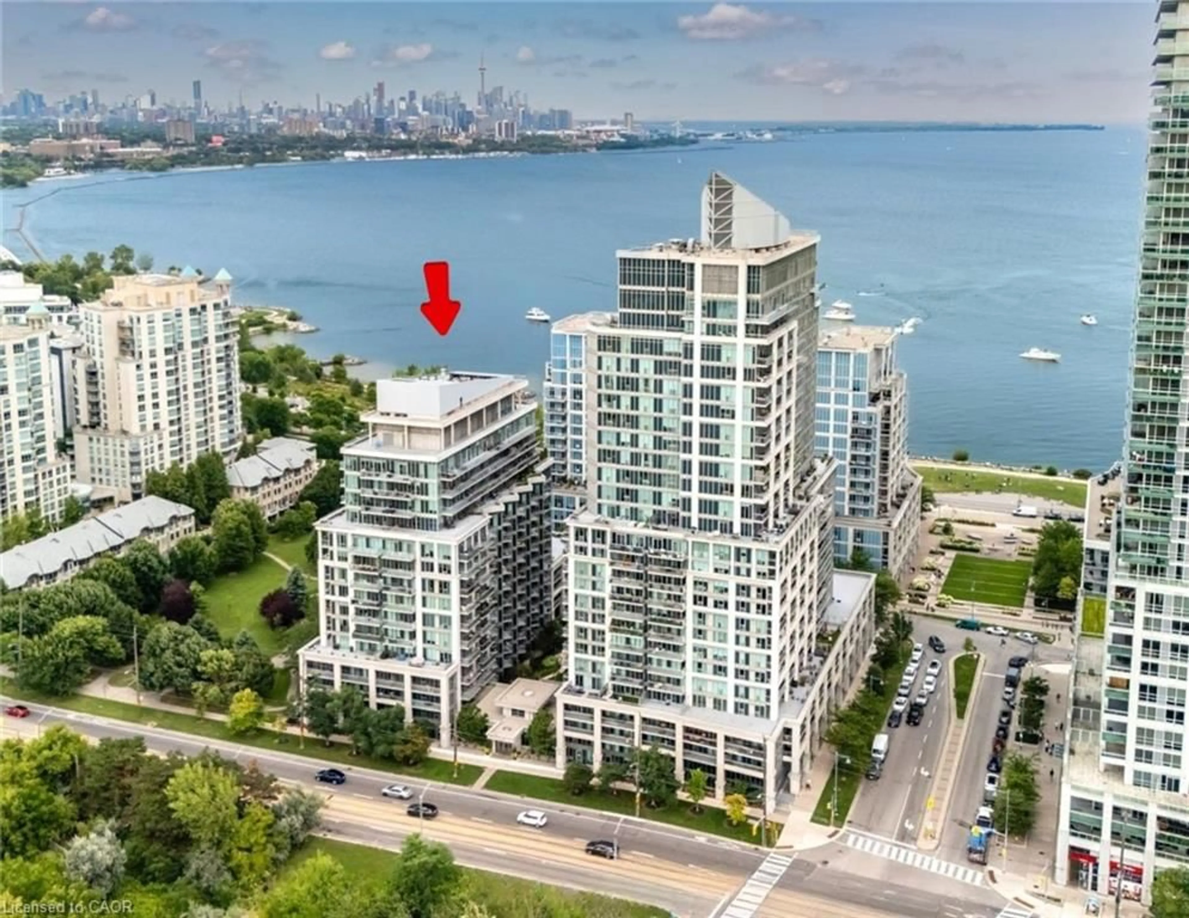 A pic from outside/outdoor area/front of a property/back of a property/a pic from drone, water/lake/river/ocean view for 2119 Lake Shore Blvd #109, Toronto Ontario M8V 4E8