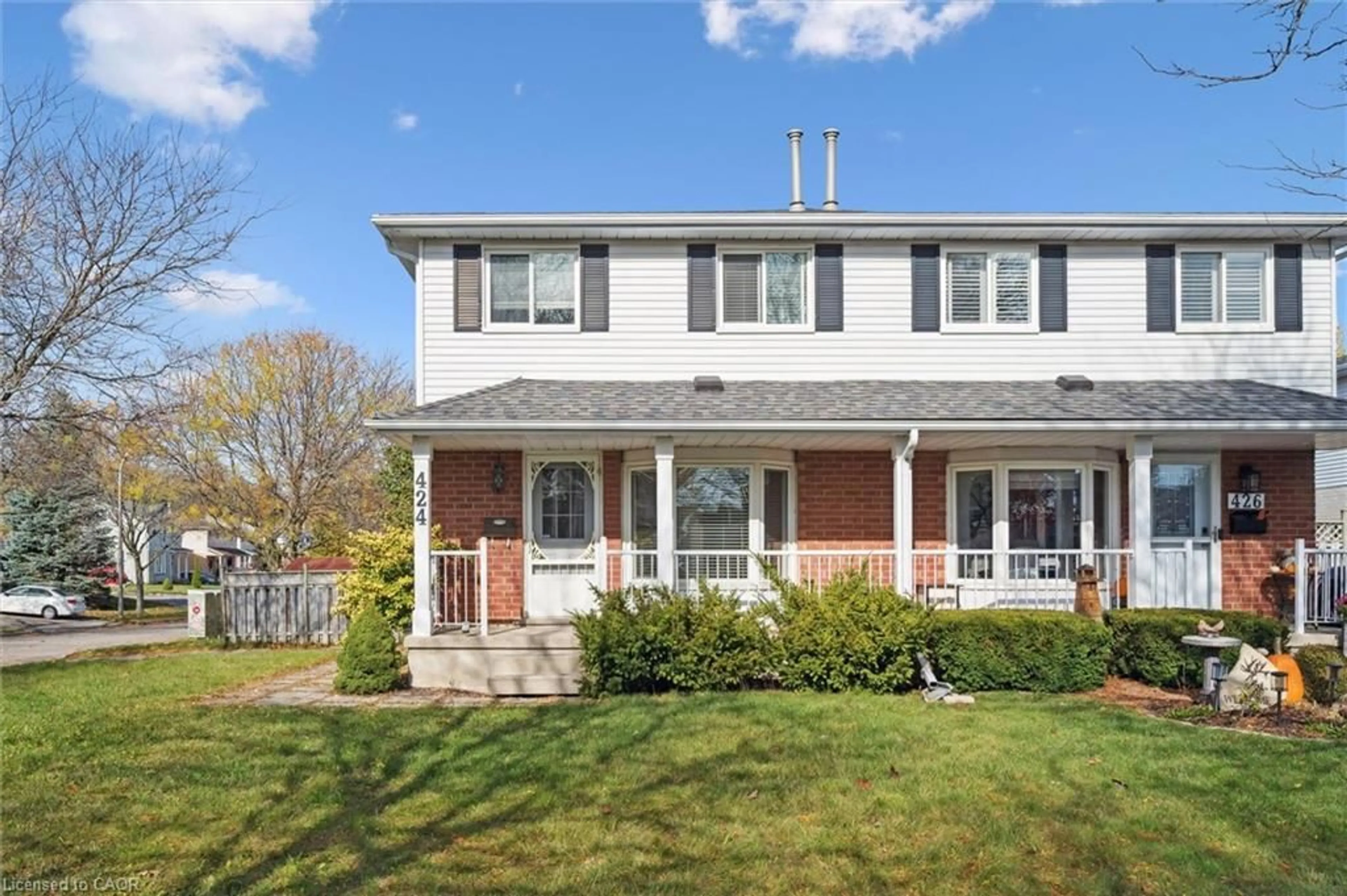 Home with vinyl exterior material, street for 424 Benesfort Crt, Kitchener Ontario N2N 3B7