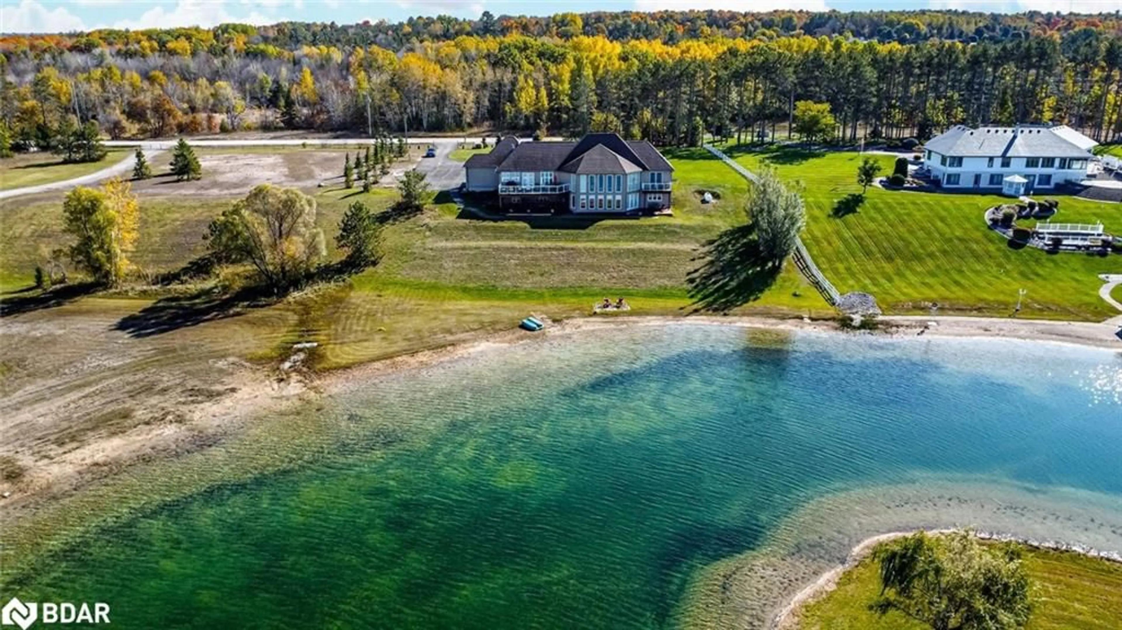 A pic from outside/outdoor area/front of a property/back of a property/a pic from drone, water/lake/river/ocean view for 1372 Division Road East, Severn Ontario L3V 0X8