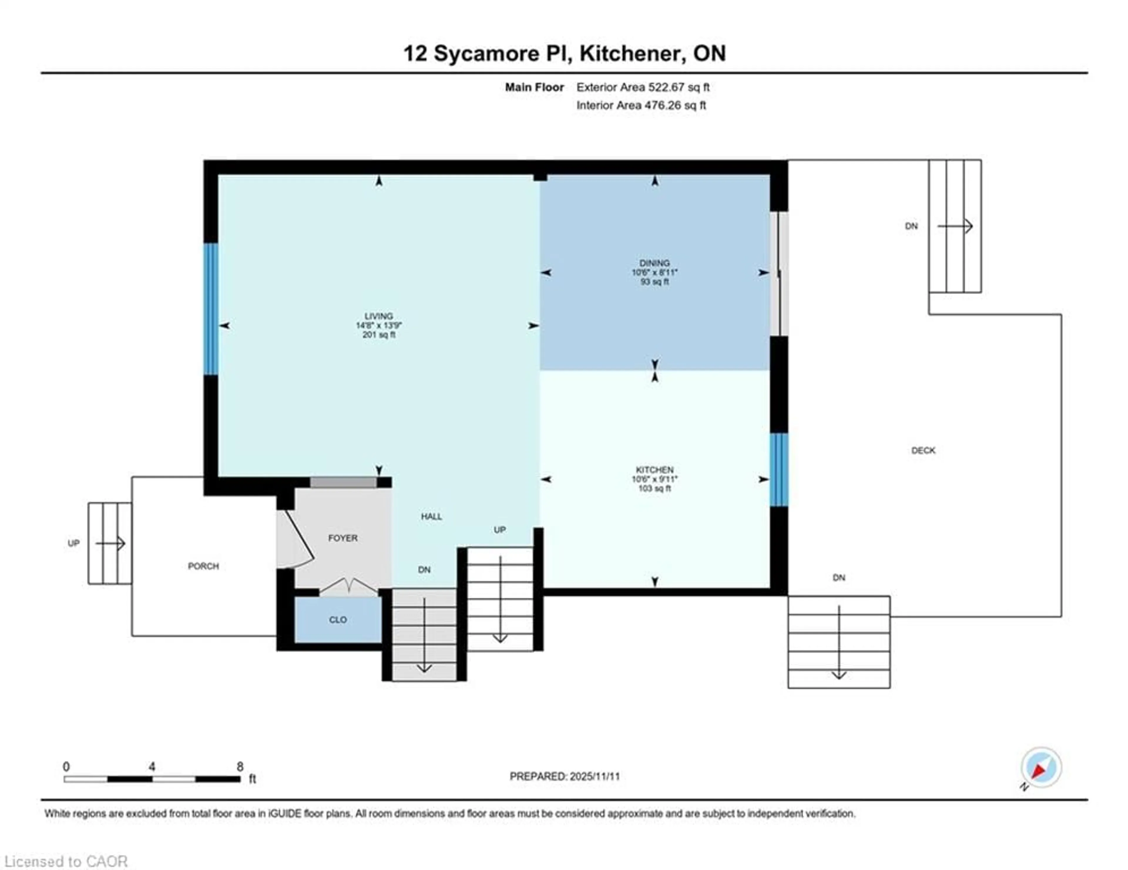 Floor plan for 12 Sycamore Pl, Kitchener Ontario N2M 4G1
