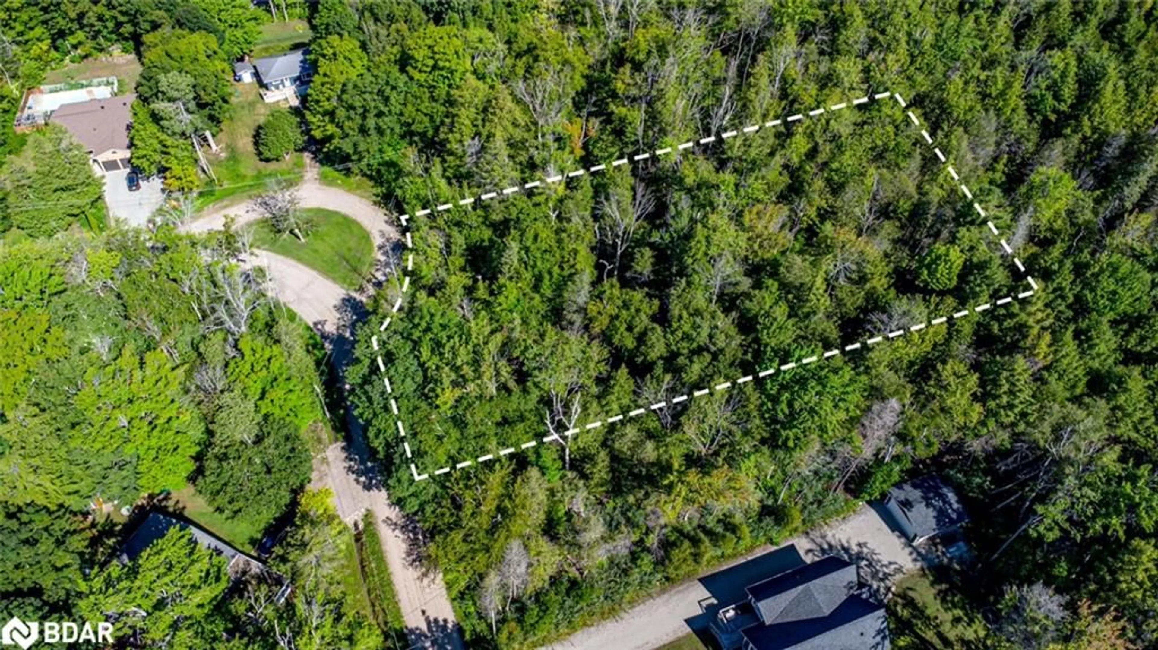 A pic from outside/outdoor area/front of a property/back of a property/a pic from drone, forest/trees view for 38 Lasalle Trail, Tiny Ontario L9M 0G3