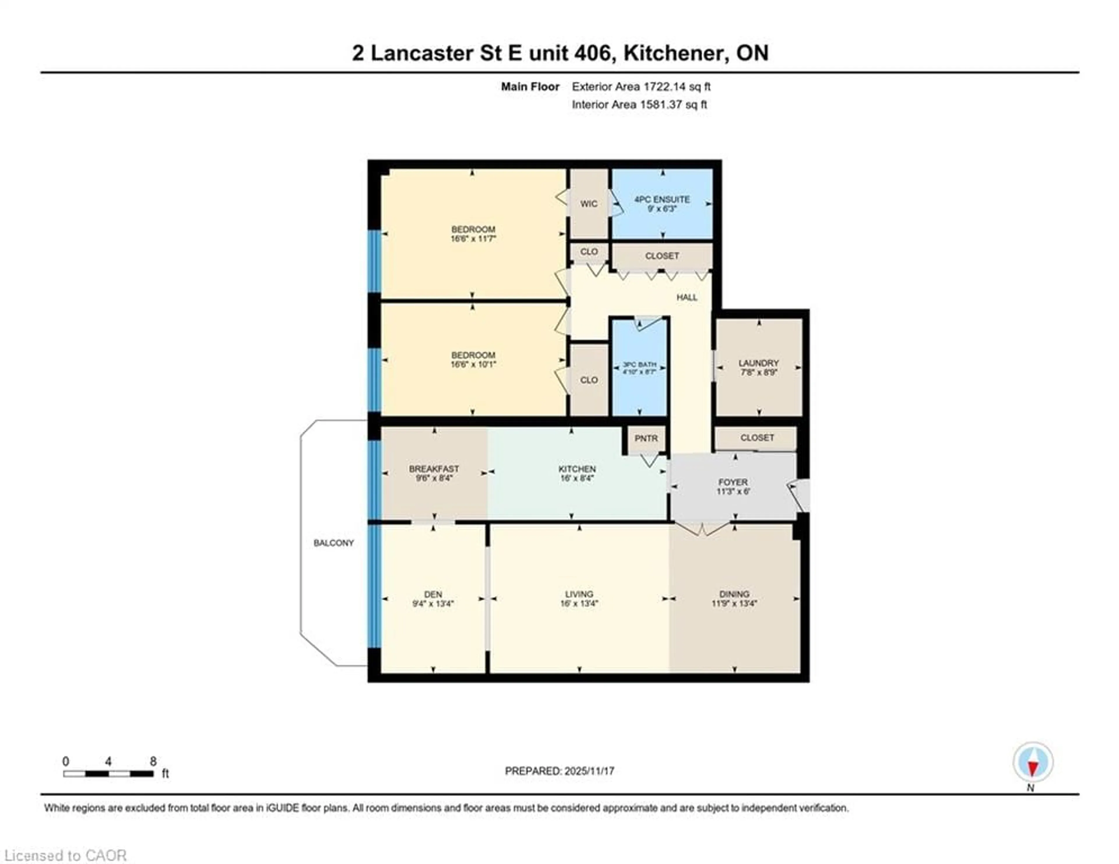 Floor plan for 2 Lancaster St #406, Kitchener Ontario N2H 6S3