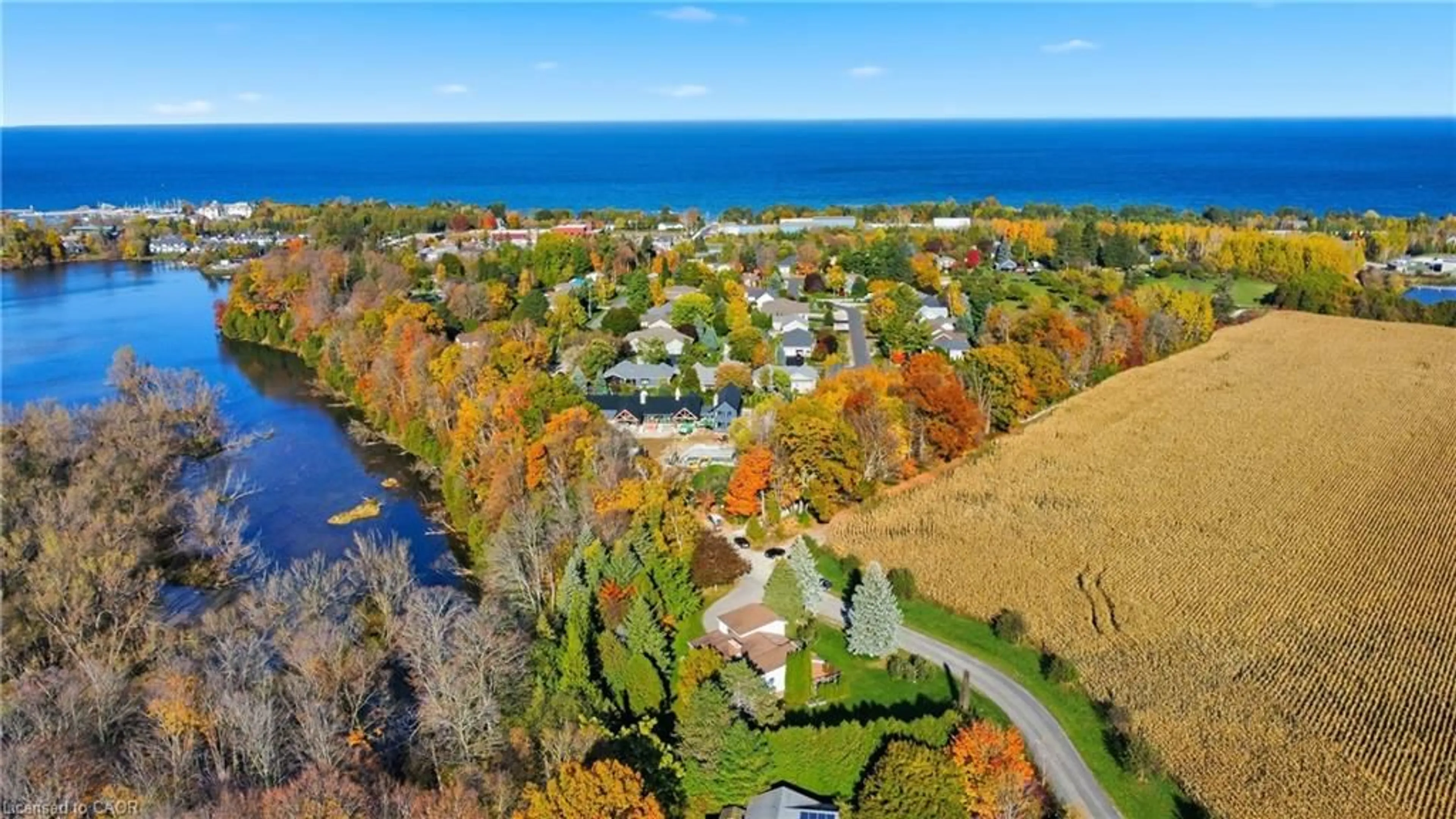 A pic from outside/outdoor area/front of a property/back of a property/a pic from drone, water/lake/river/ocean view for 164 Arthur Taylor Lane, Clarksburg Ontario N0H 1J0