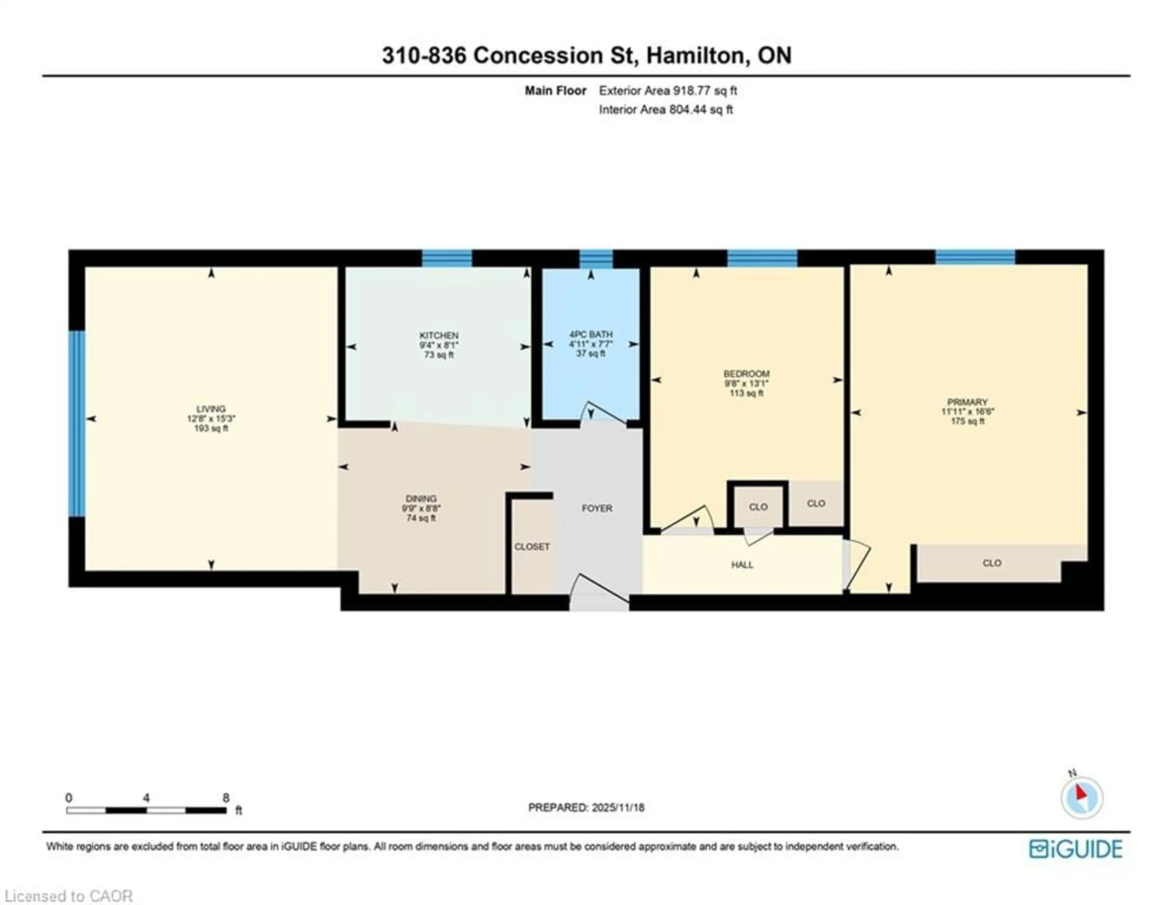 Floor plan for 836 Concession St #310, Hamilton Ontario L8V 1E2