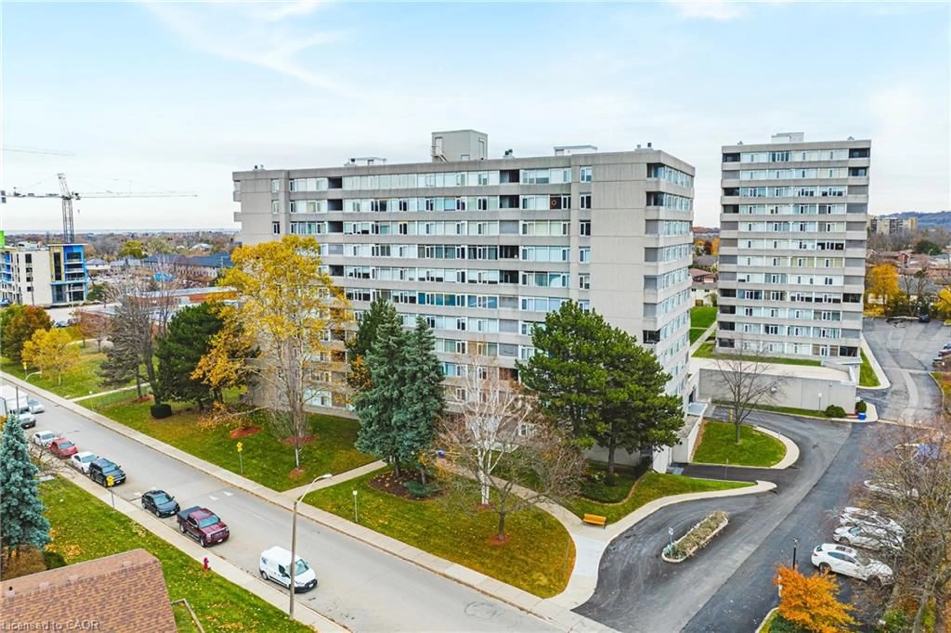 A pic from outside/outdoor area/front of a property/back of a property/a pic from drone, city buildings view from balcony for 30 Harrisford St #104, Hamilton Ontario L8K 6M9