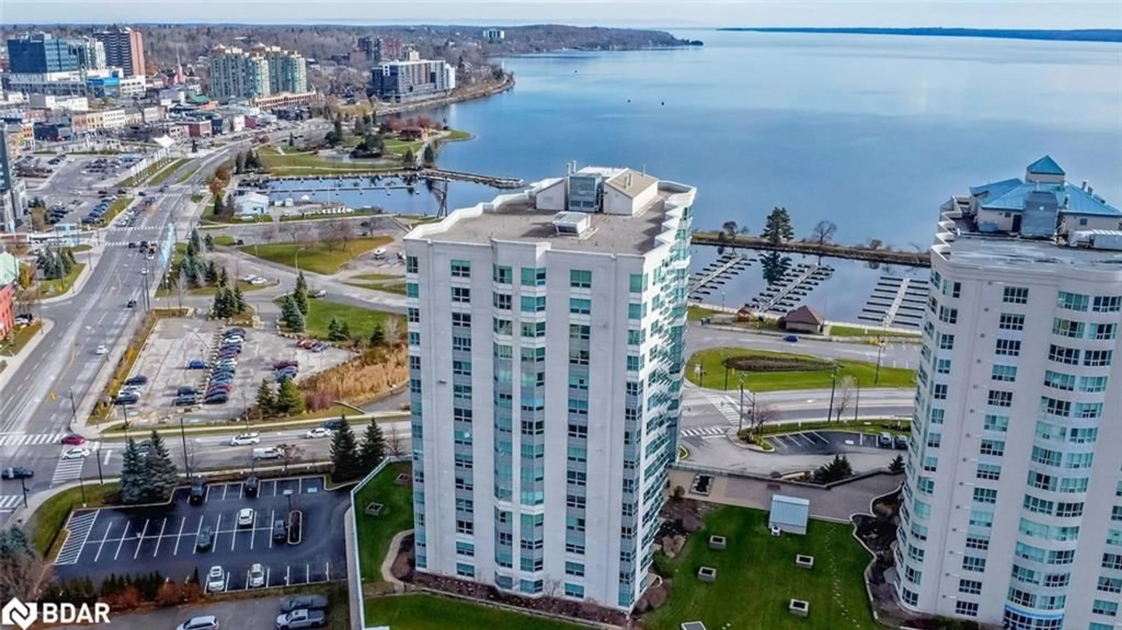 A pic from outside/outdoor area/front of a property/back of a property/a pic from drone, water/lake/river/ocean view for 6 Toronto St #1005, Barrie Ontario L4N 9R2