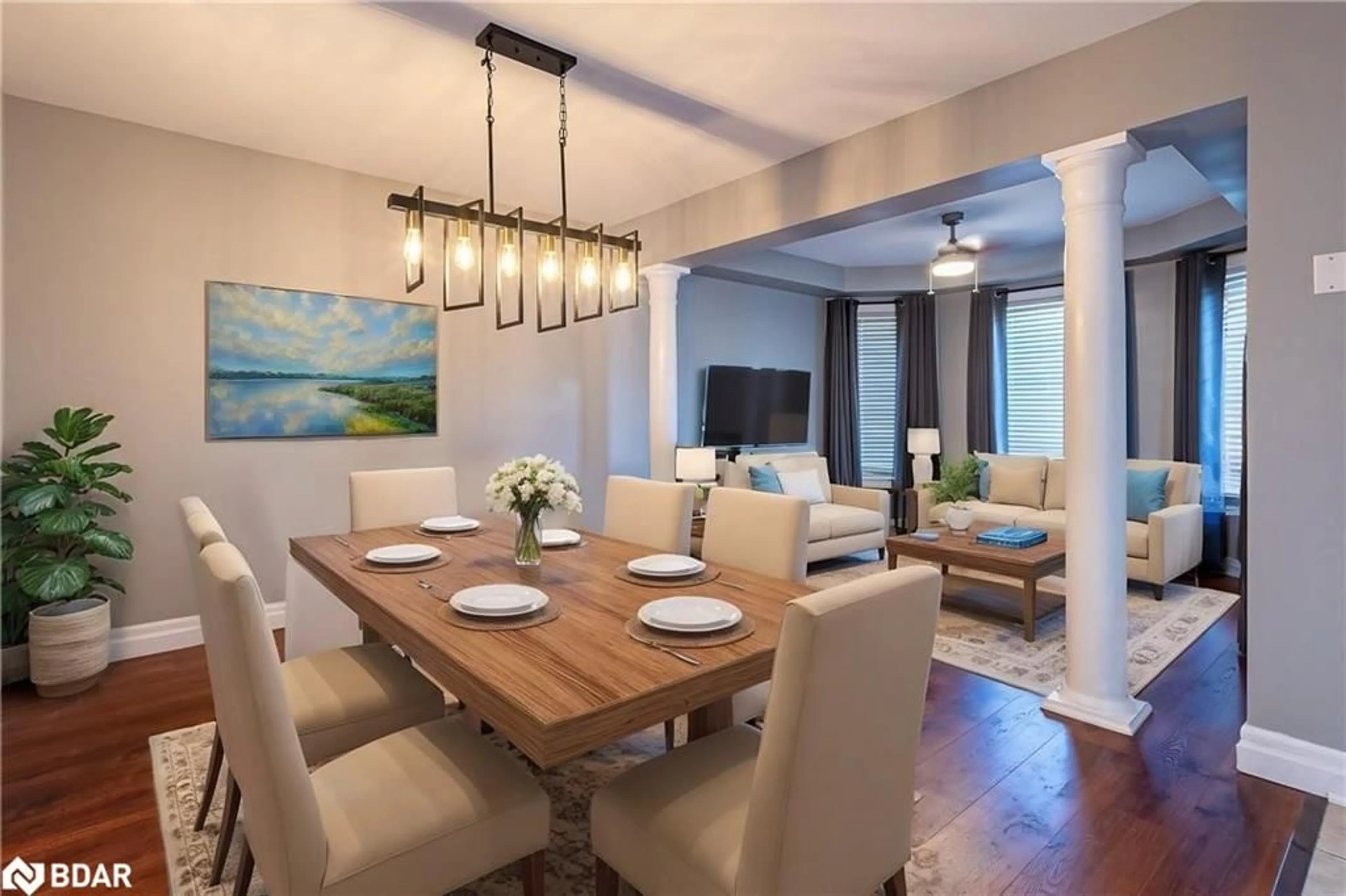 Dining room, wood/laminate floor for 69 Kidd Cres, New Tecumseth Ontario L9R 0C8