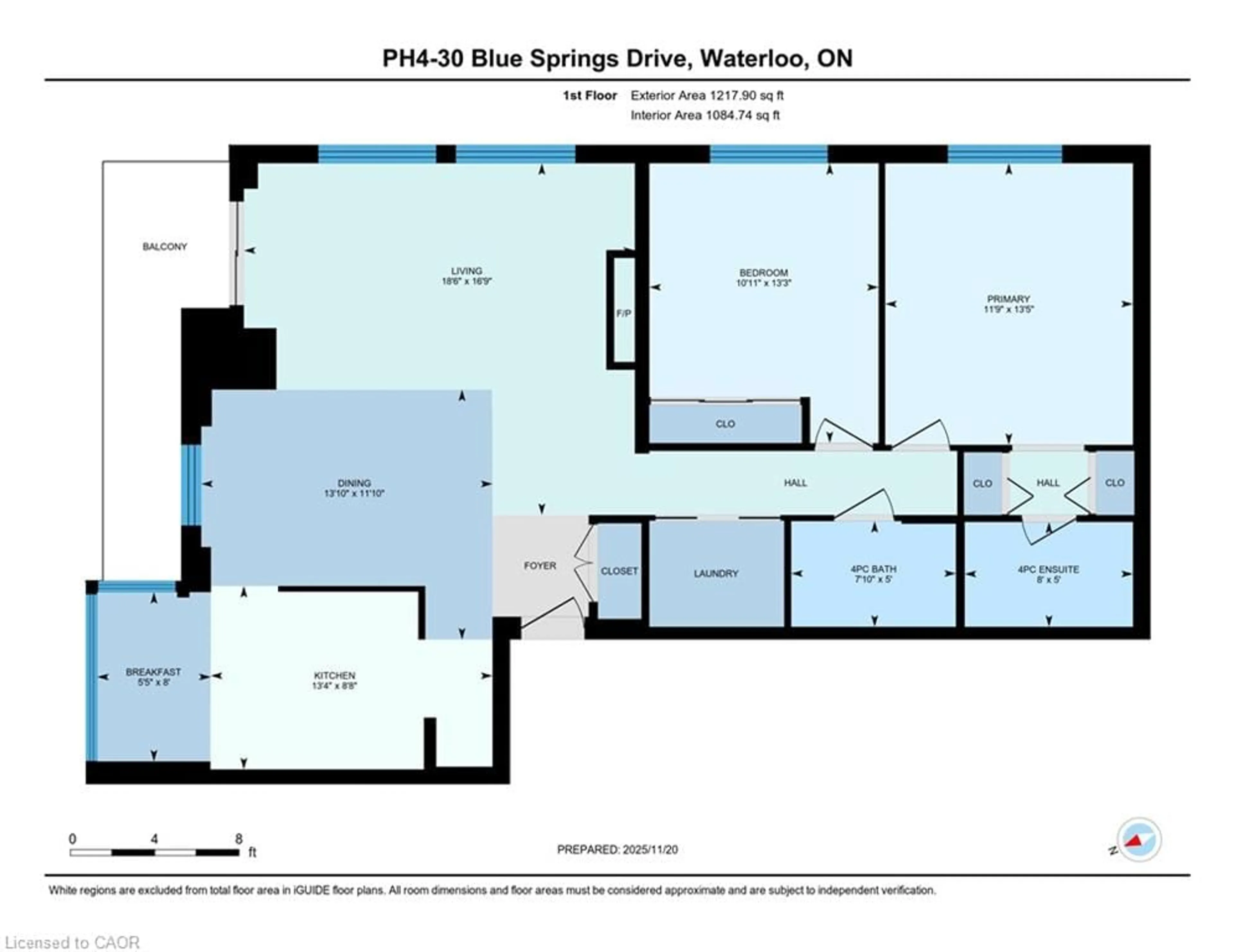 Floor plan for 30 Blue Springs Dr #PH4, Waterloo Ontario N2J 4T2