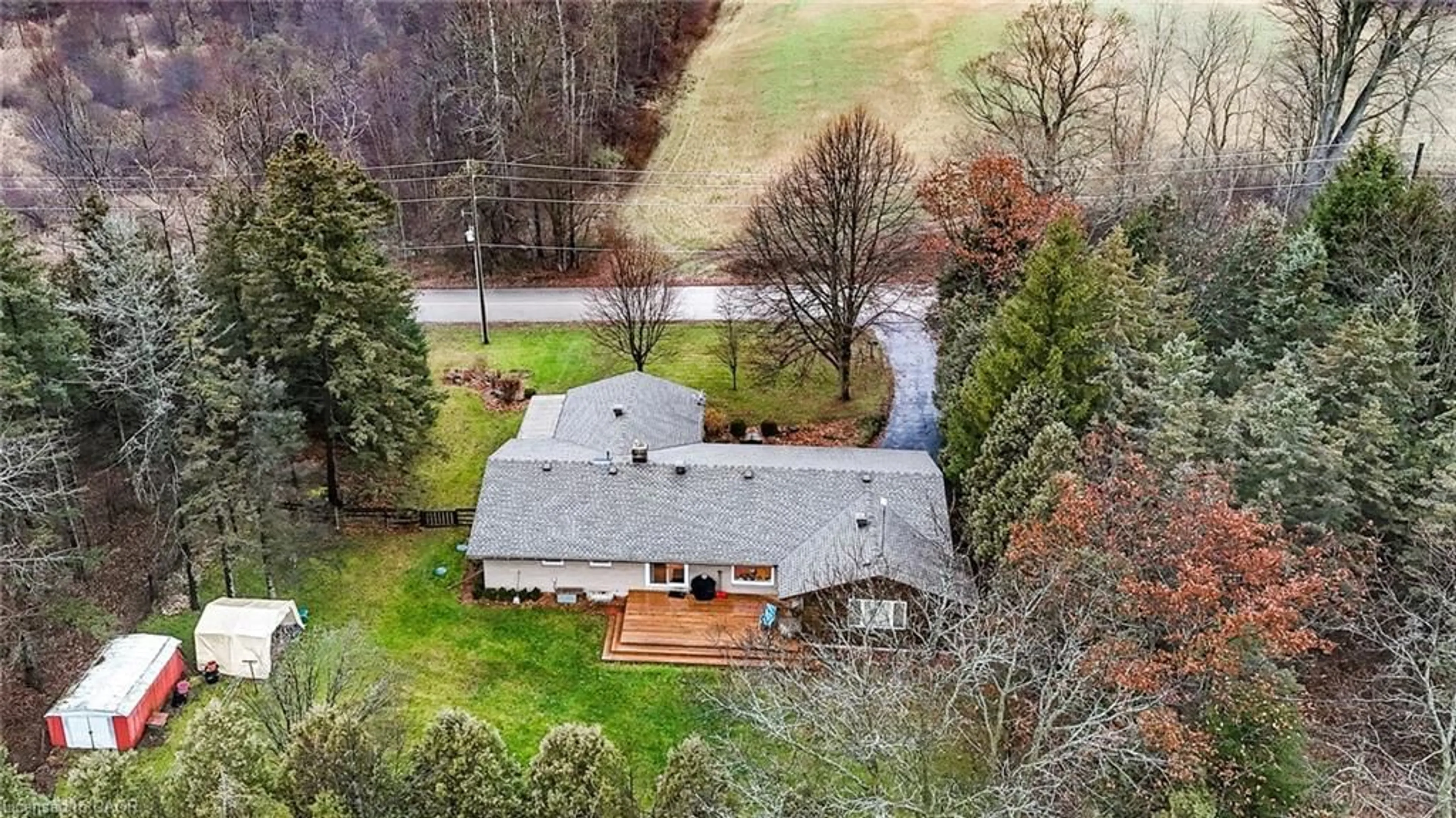 A pic from outside/outdoor area/front of a property/back of a property/a pic from drone, water/lake/river/ocean view for 1939 Maplewood Rd, St. Clements Ontario N0B 2M0