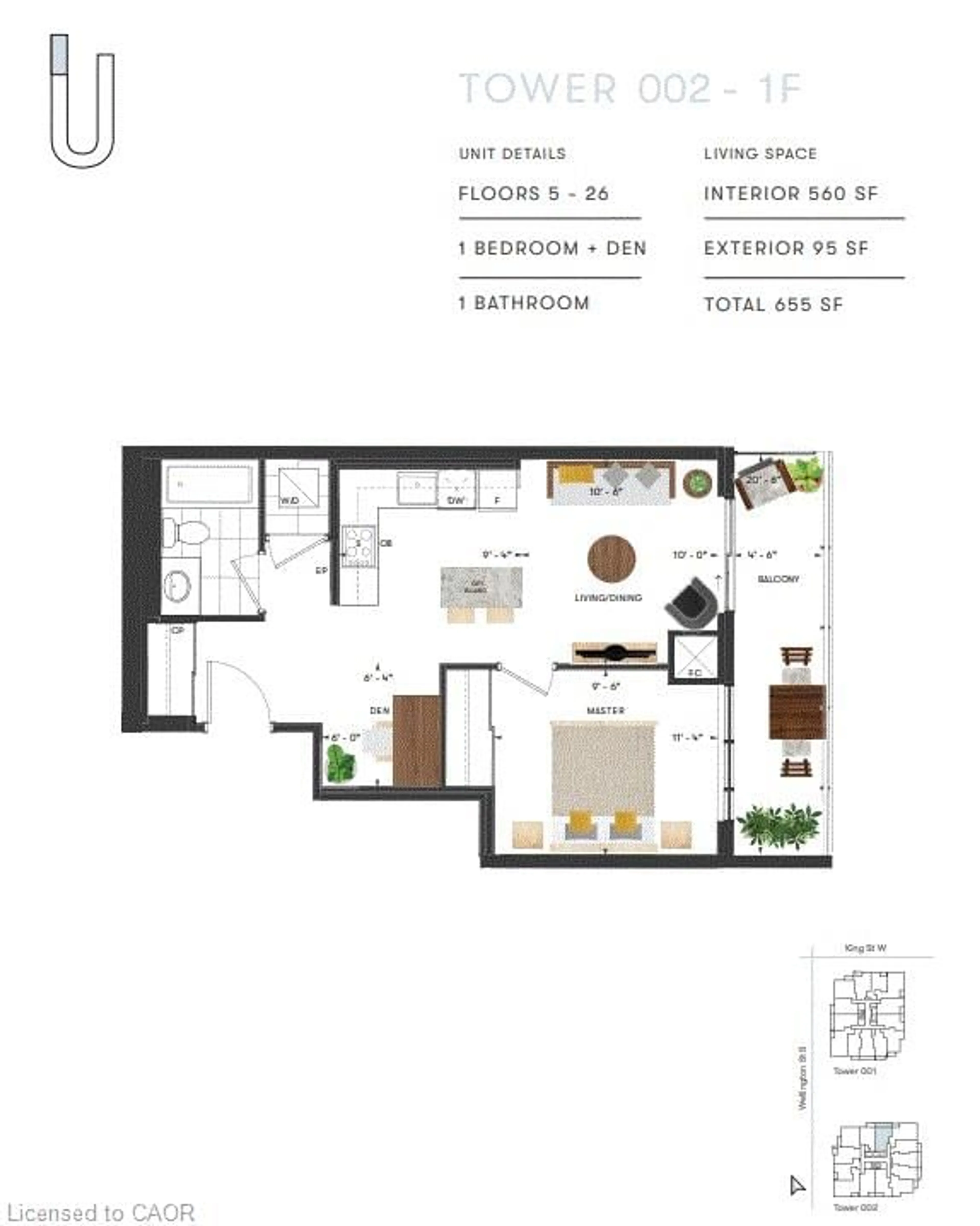 Floor plan for 15 Wellington St #601, Kitchener Ontario N2G 0E4