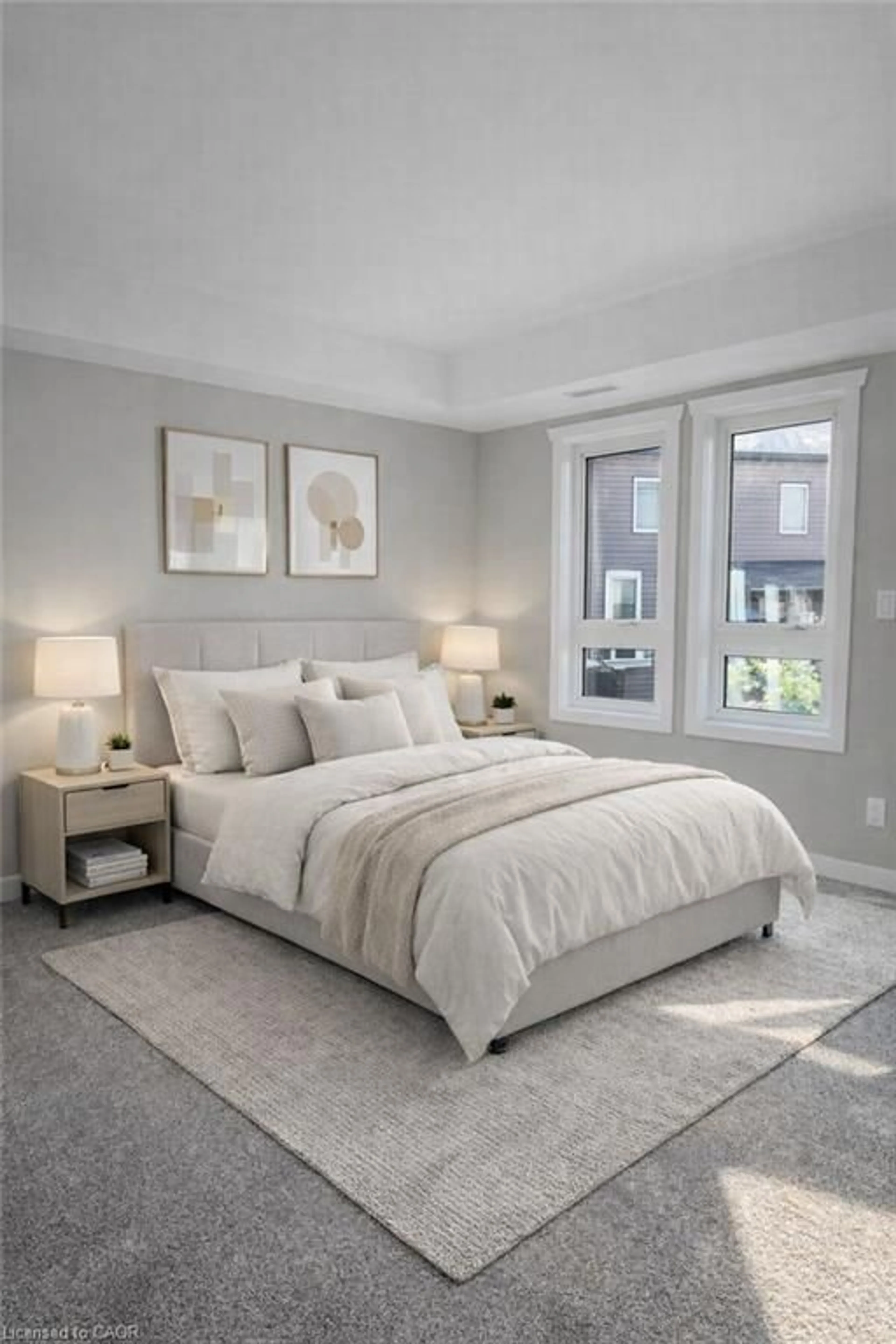 Bedroom with bed, carpet floor for 1331 Countrystone Dr #B5, Kitchener Ontario N2N 3R9