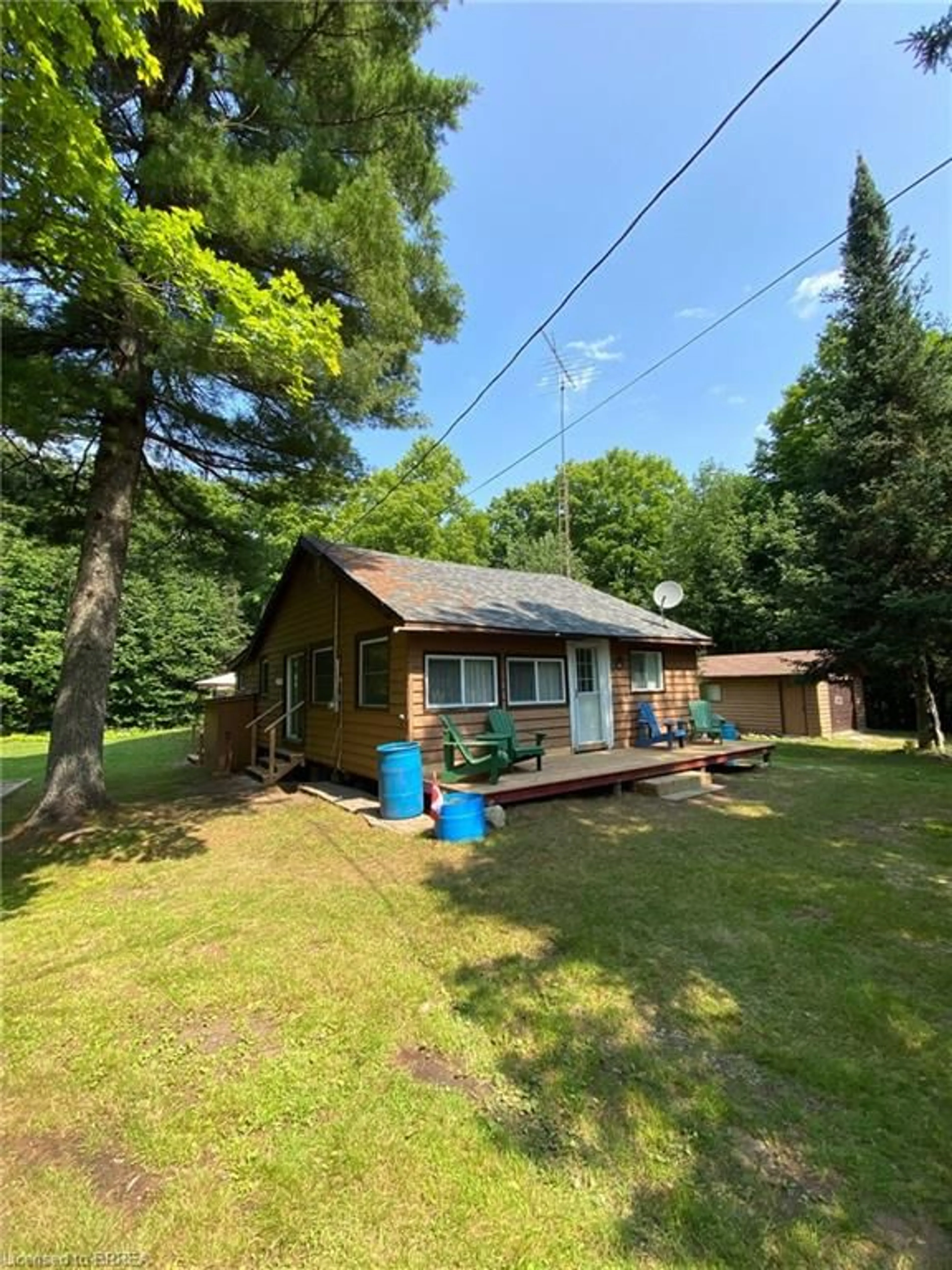 A pic from outside/outdoor area/front of a property/back of a property/a pic from drone, water/lake/river/ocean view for 1309 Prospect Lake Rd, Bracebridge Ontario P1L 1X1