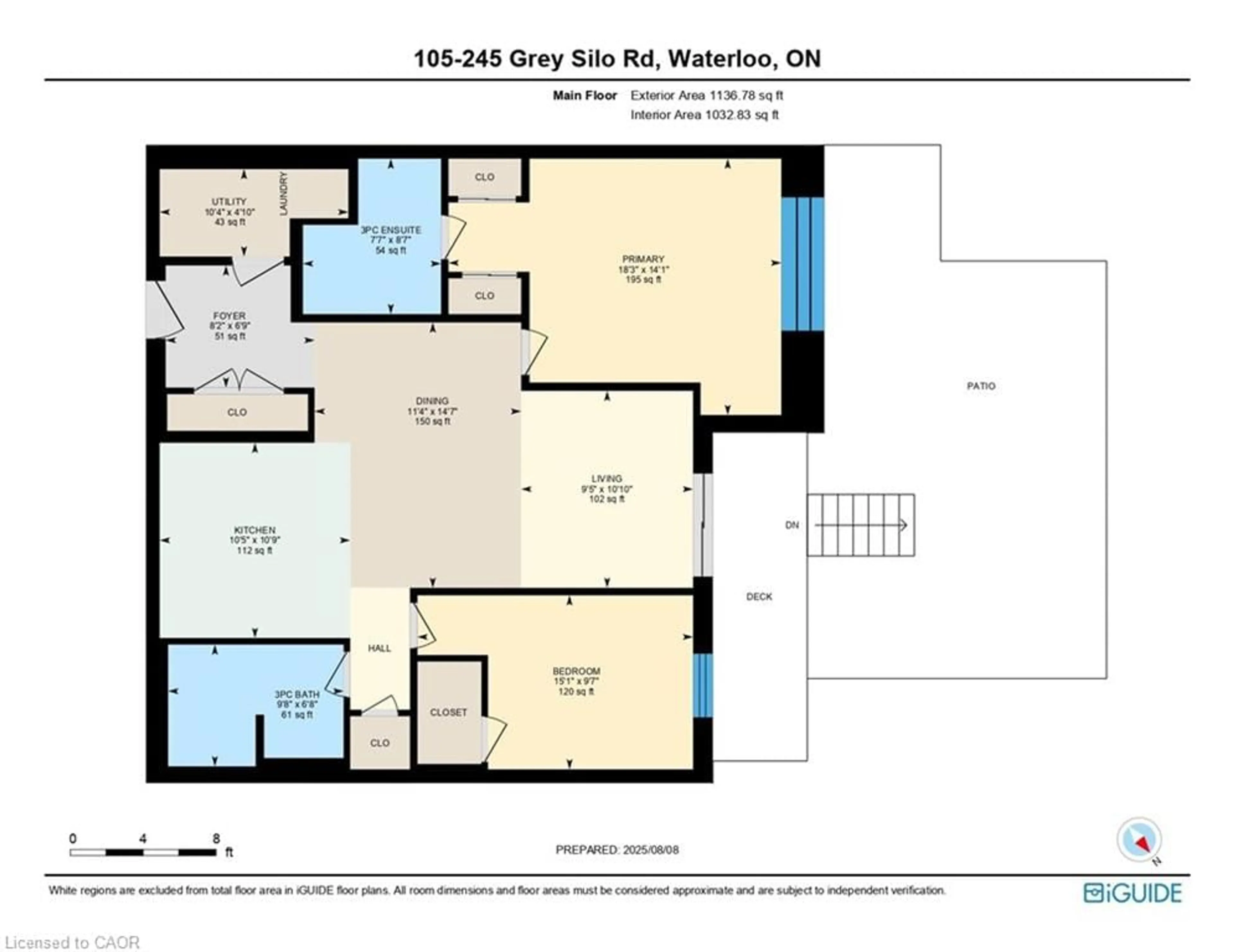 Floor plan for 245 Grey Silo Rd #105, Waterloo Ontario N2K 0G6