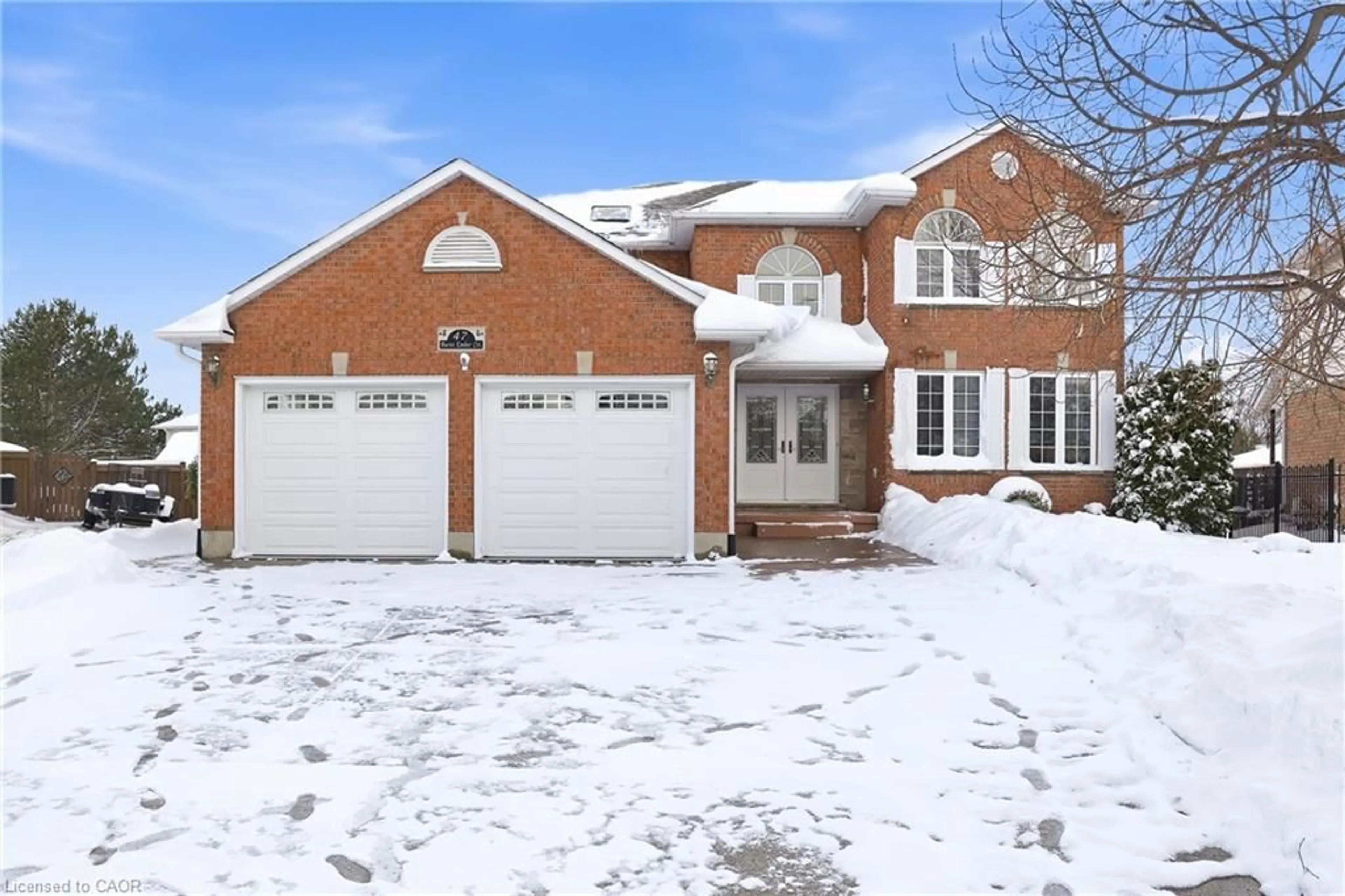 Home with brick exterior material, street for 47 Burnt Ember Crt, Kitchener Ontario N2A 3X3