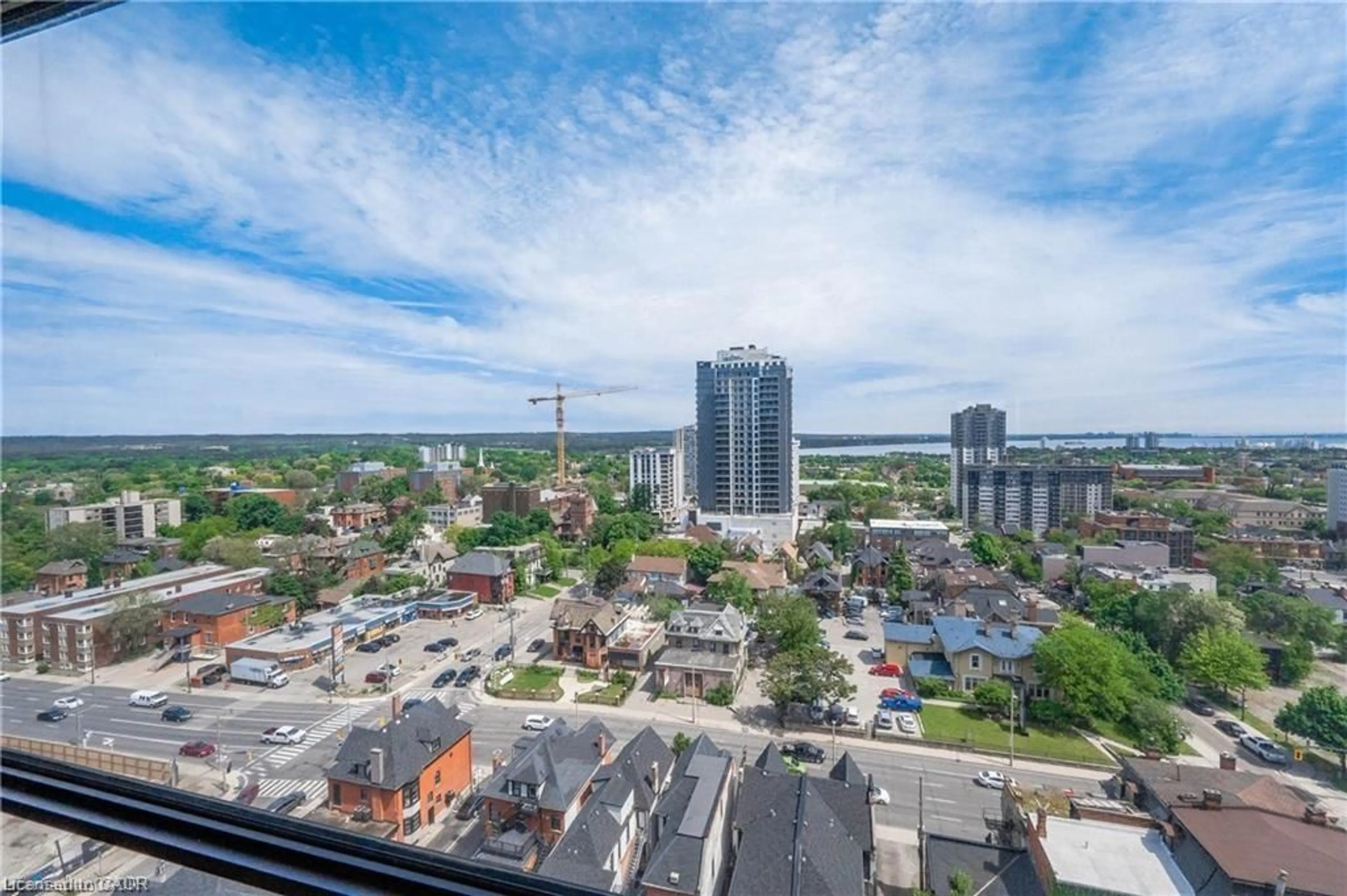 A pic from outside/outdoor area/front of a property/back of a property/a pic from drone, city buildings view from balcony for 222 Jackson St #502, Hamilton Ontario L8P 4S5