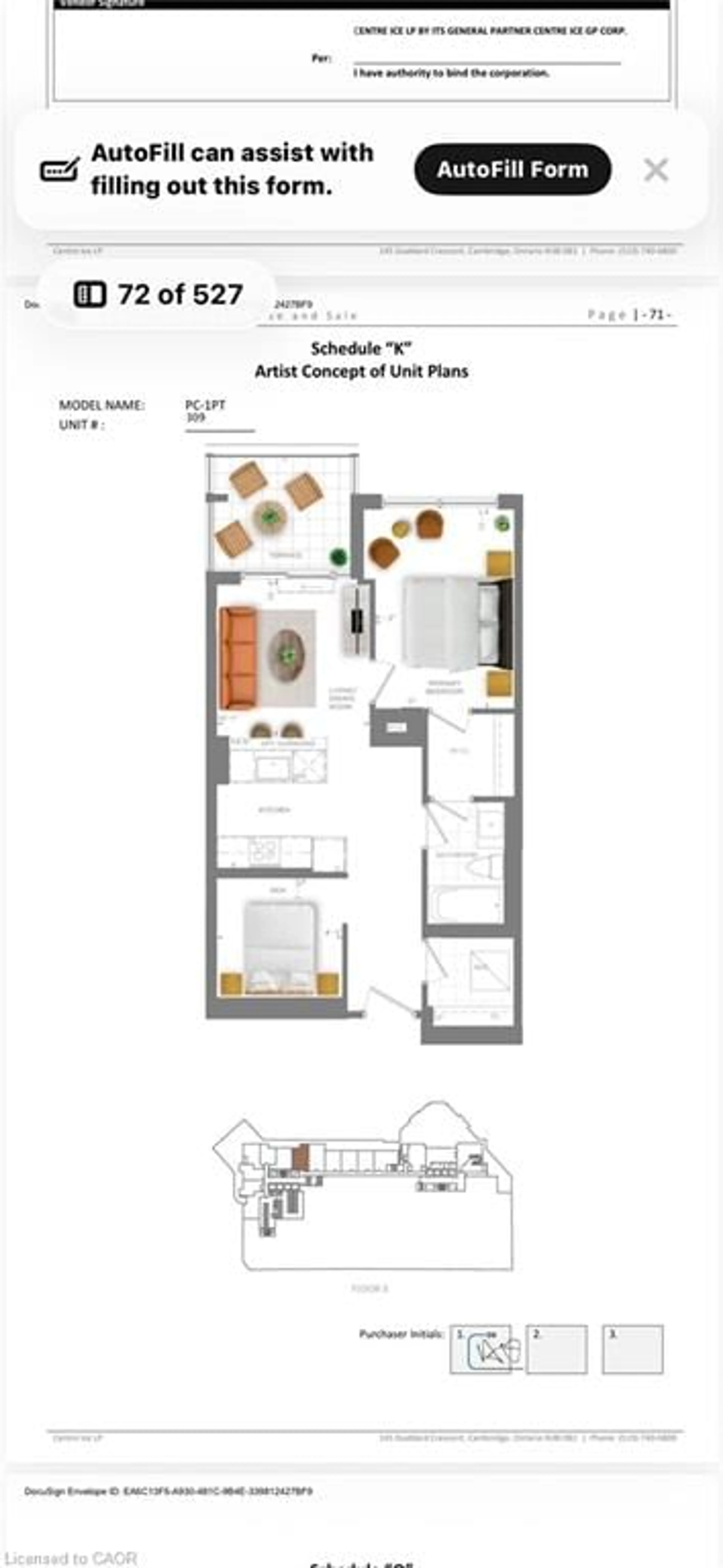Floor plan for 25 Wellington St #309, Kitchener Ontario N2G 0G5