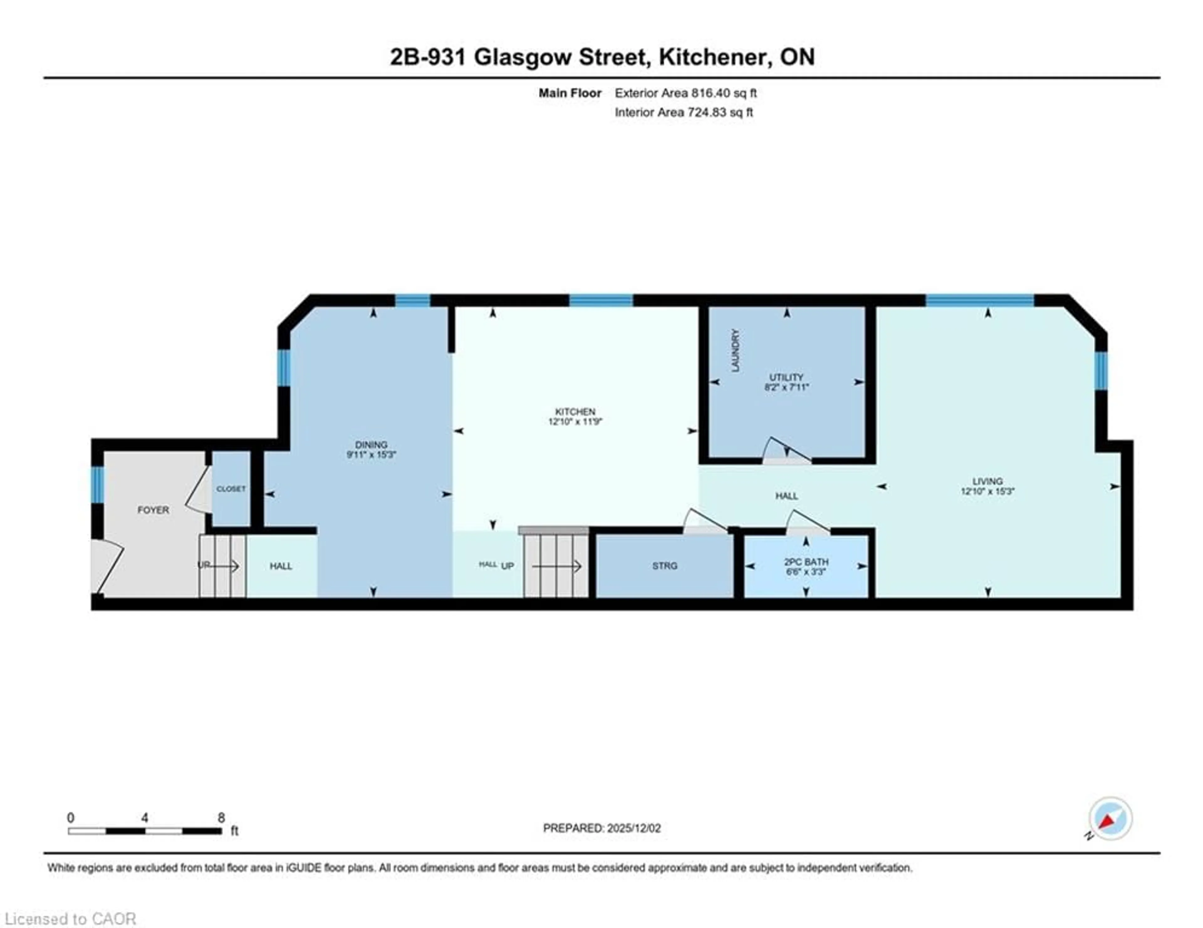 Floor plan for 931 Glasgow St #2B, Kitchener Ontario N2N 0B5