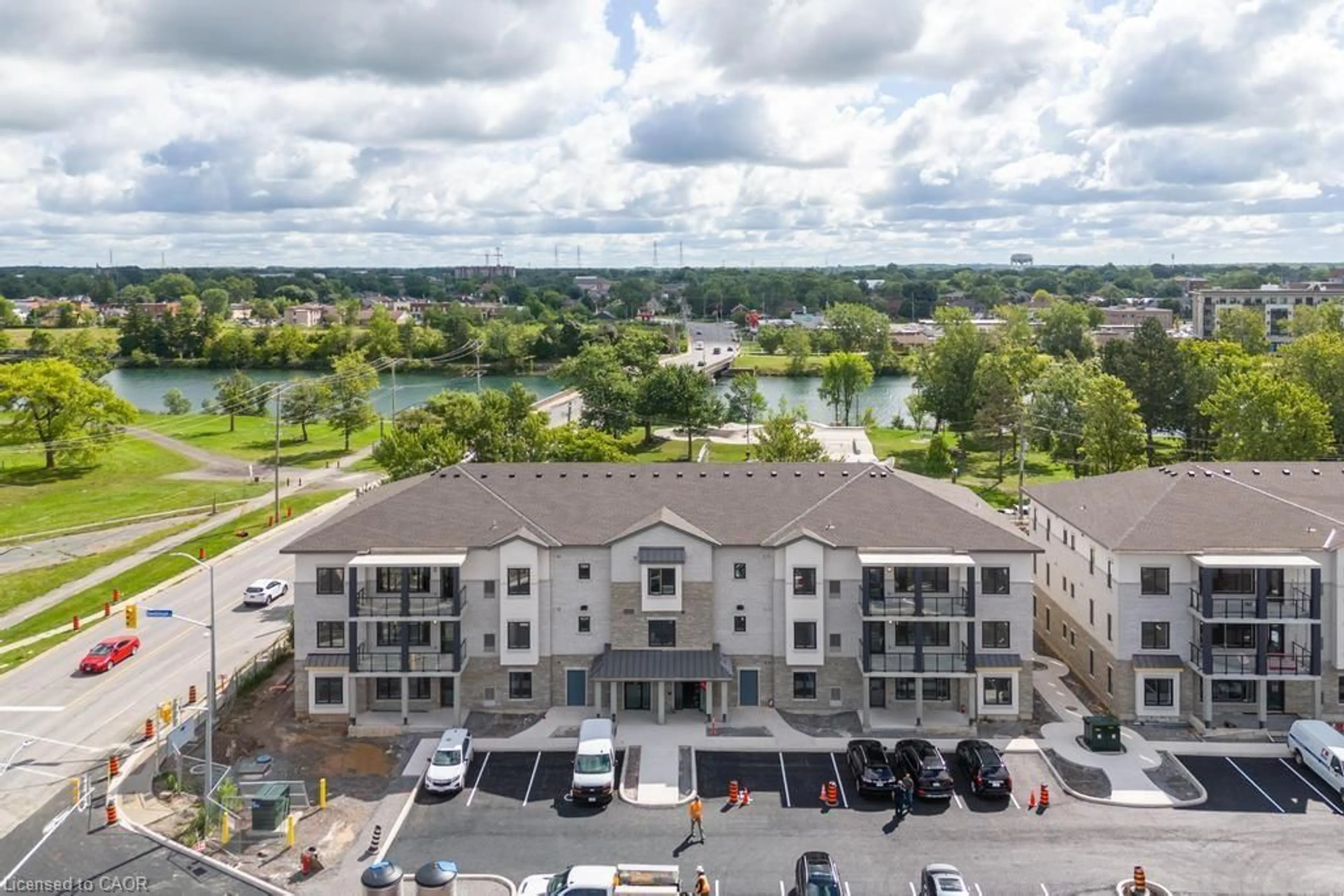 A pic from outside/outdoor area/front of a property/back of a property/a pic from drone, city buildings view from balcony for 119 Lincoln St #303, Welland Ontario L3C 0L2