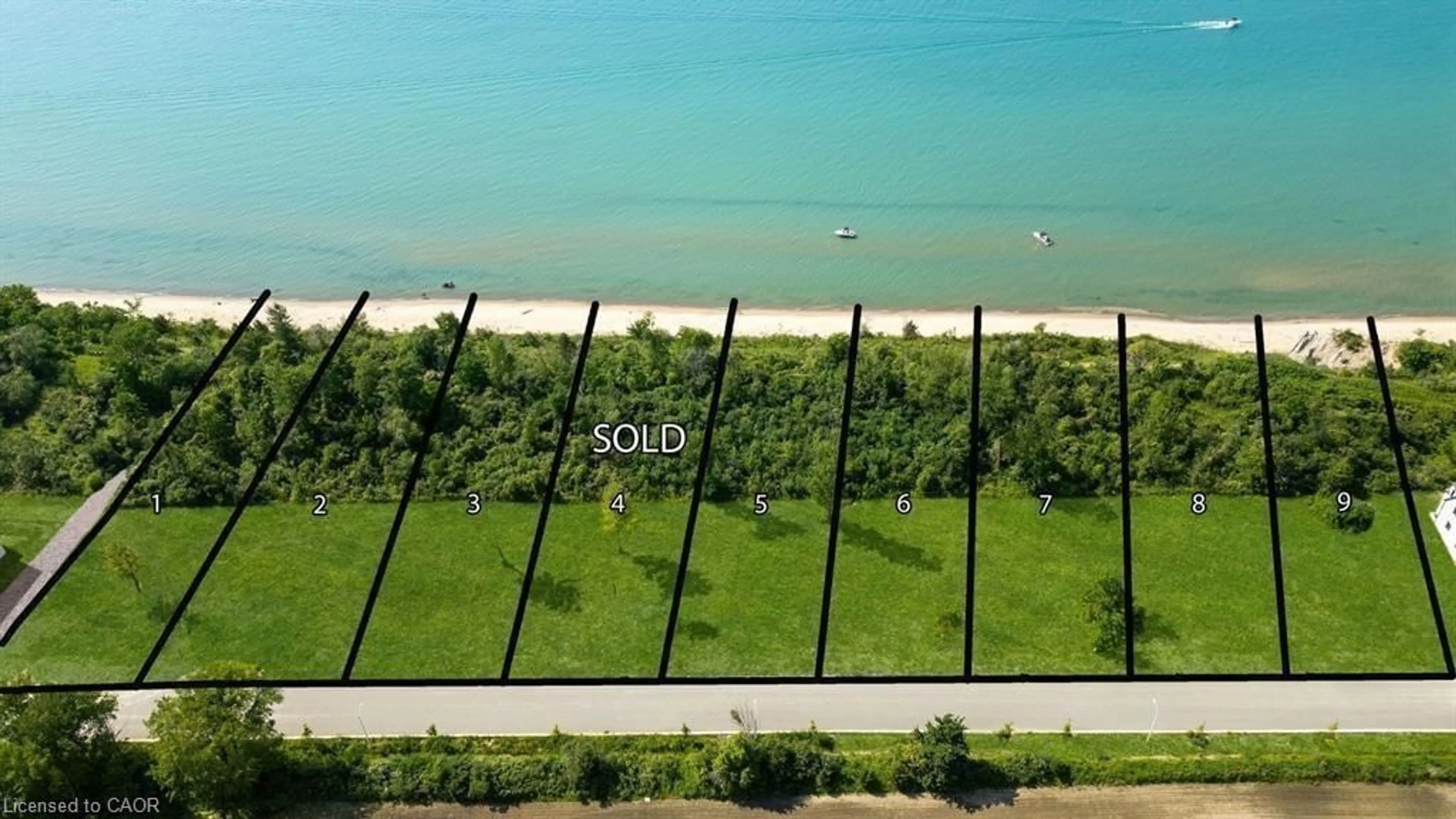 A pic from outside/outdoor area/front of a property/back of a property/a pic from drone, water/lake/river/ocean view for 7093 Blue Coast Hts, Plympton-Wyoming Ontario N0N 1E0