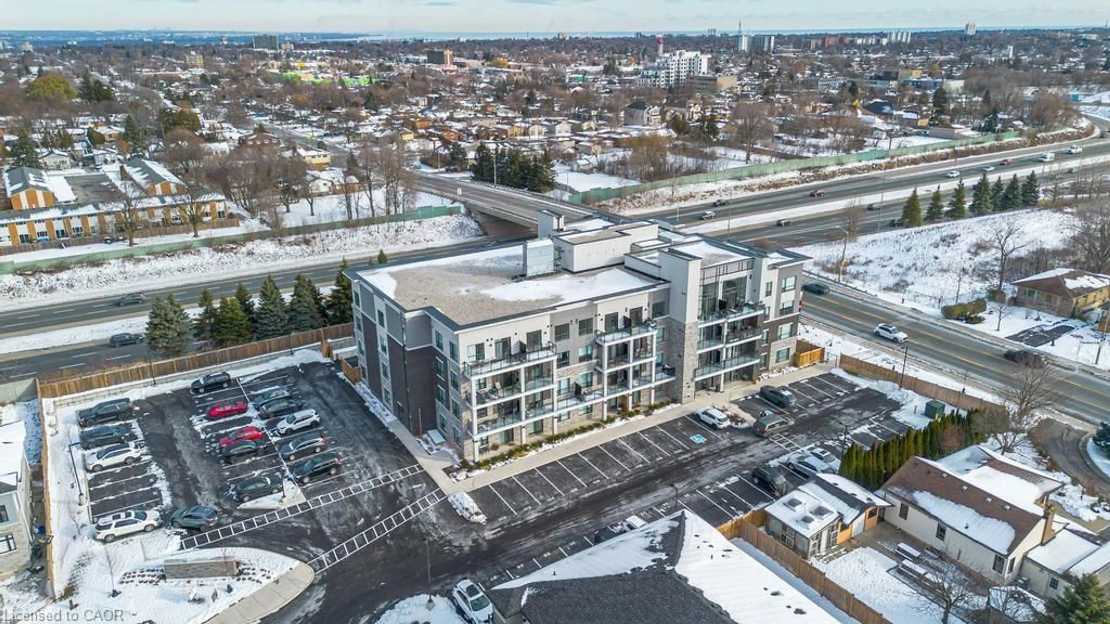 A pic from outside/outdoor area/front of a property/back of a property/a pic from drone, city buildings view from balcony for 120 Springvalley Cres #104, Hamilton Ontario L9C 0G2