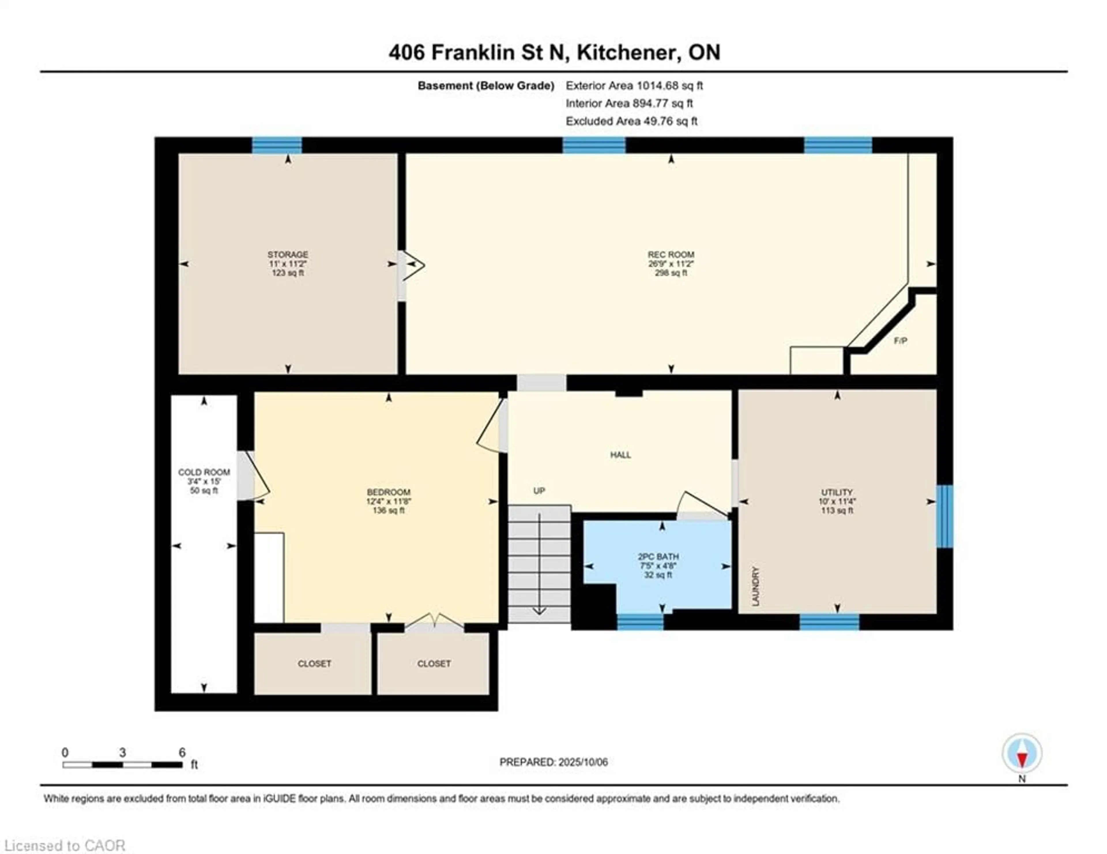 Floor plan for 406 Franklin St, Kitchener Ontario N2A 1Z1