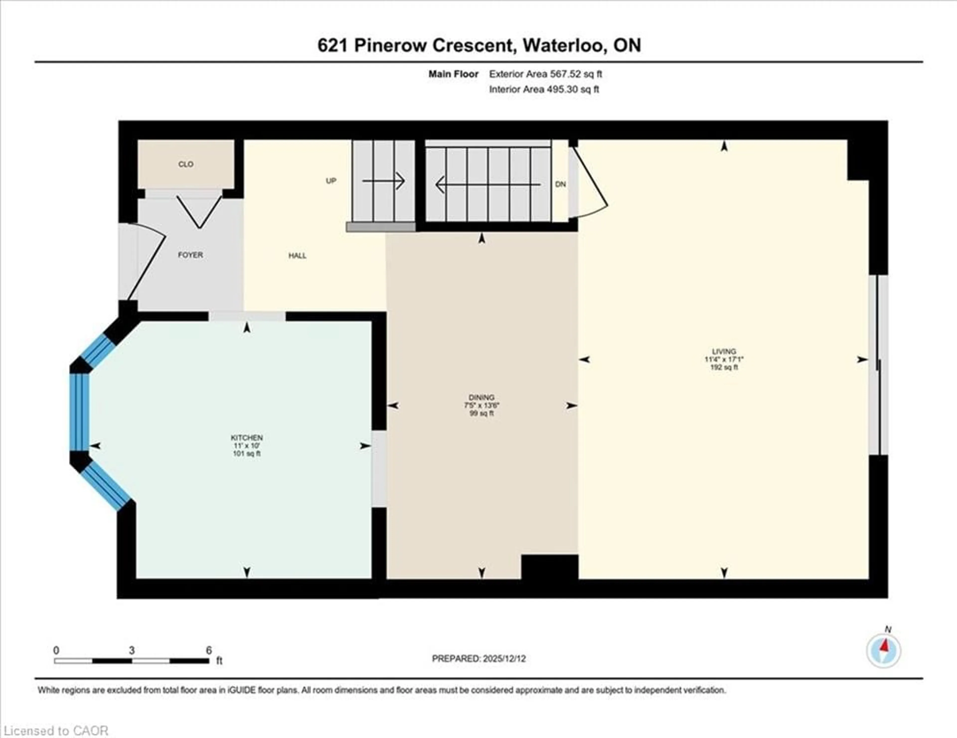 Floor plan for 621 Pinerow Cres #A, Waterloo Ontario N2T 2K8