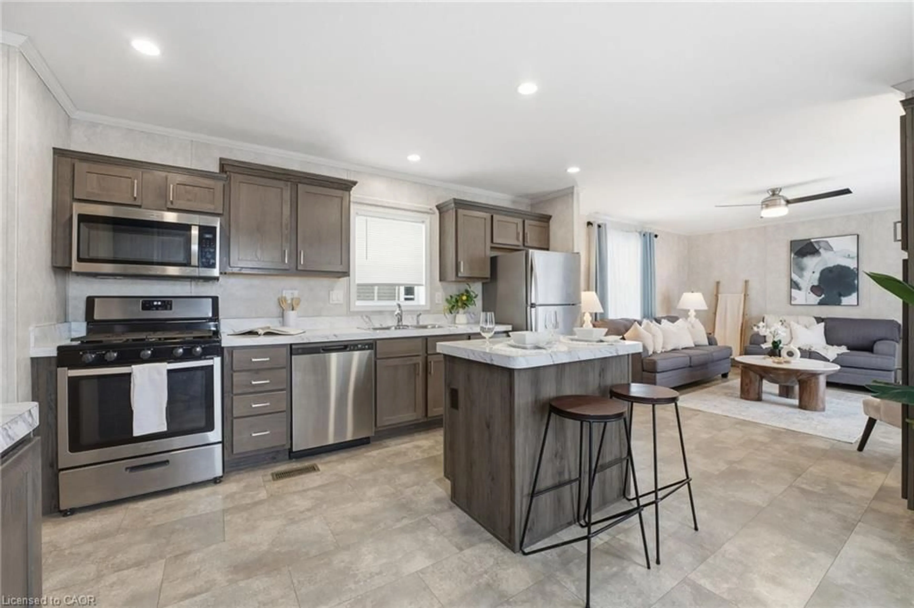 Open concept kitchen, ceramic/tile floor for 99 Fourth Concession Rd #703, Burford Ontario N0E 1A0