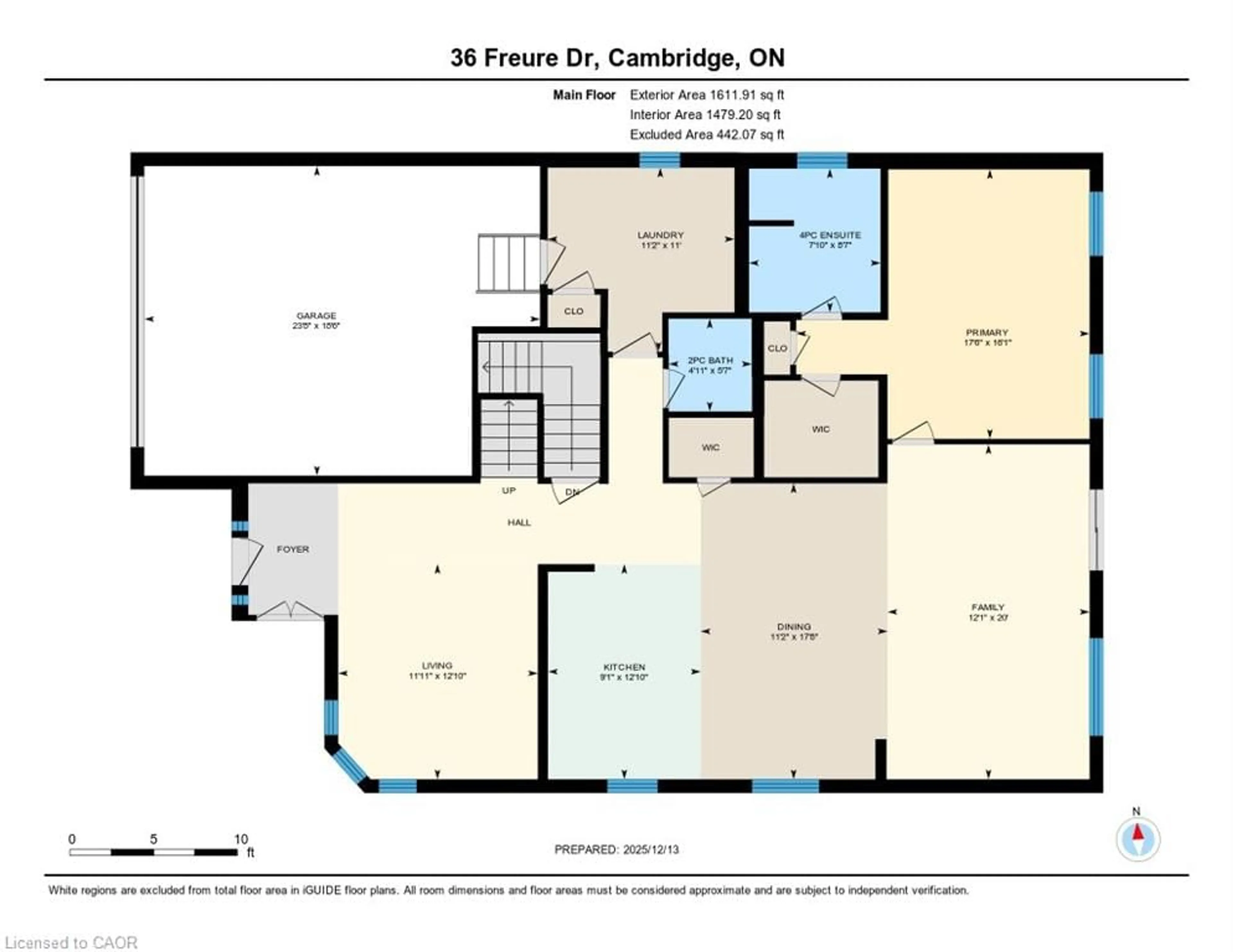 Floor plan for 36 Freure Dr, Cambridge Ontario N1S 0A2