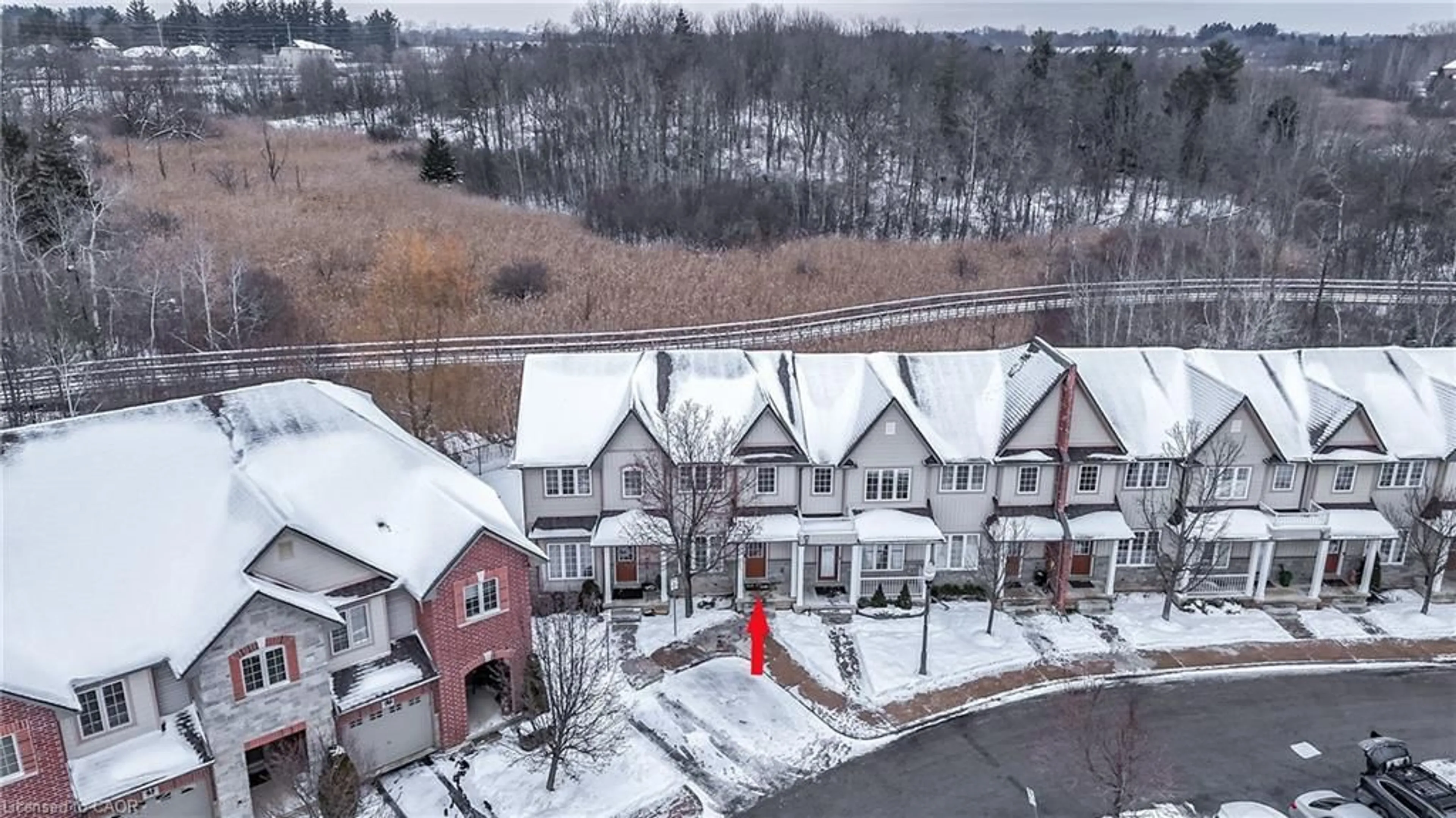 A pic from outside/outdoor area/front of a property/back of a property/a pic from drone, city buildings view from balcony for 105 Liddycoat Lane, Ancaster Ontario L9G 0A7