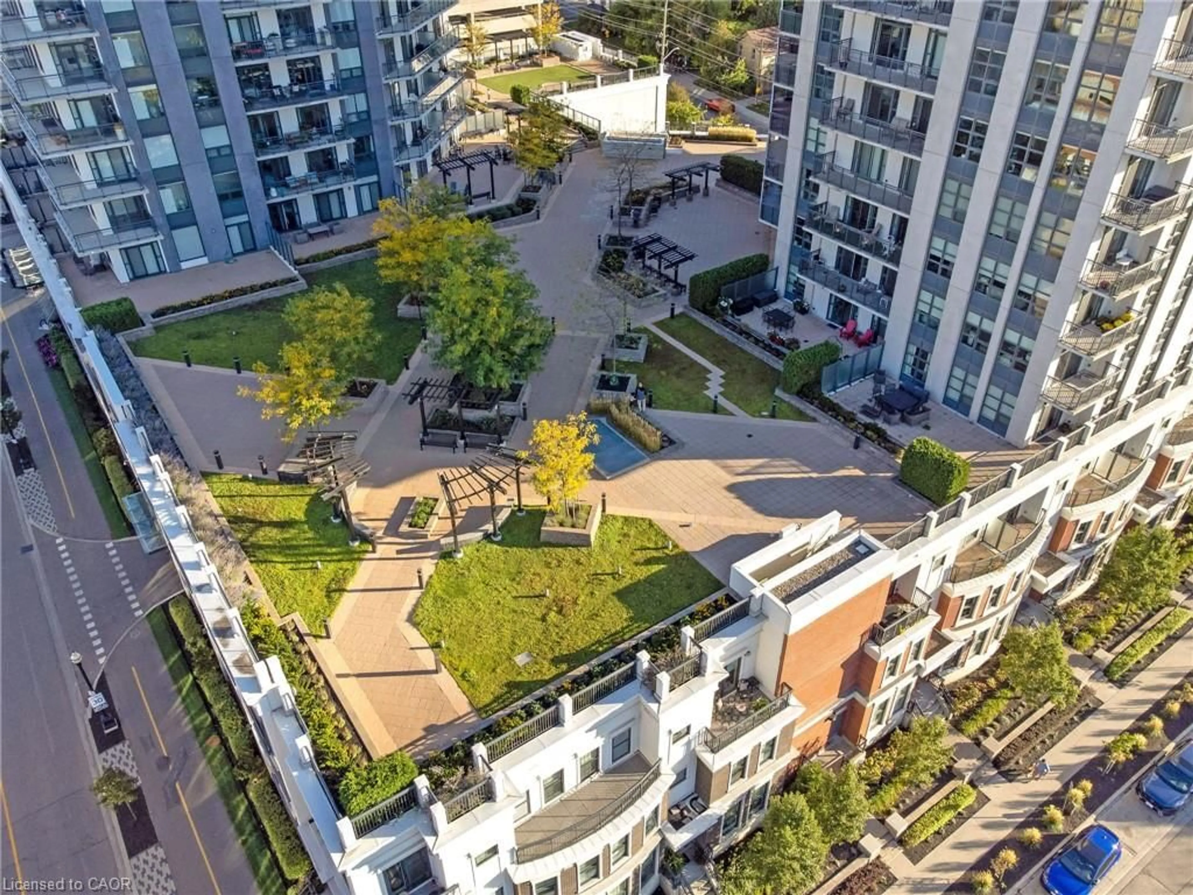 A pic from outside/outdoor area/front of a property/back of a property/a pic from drone, city buildings view from balcony for 144 Park St #1009, Waterloo Ontario N2L 0B6