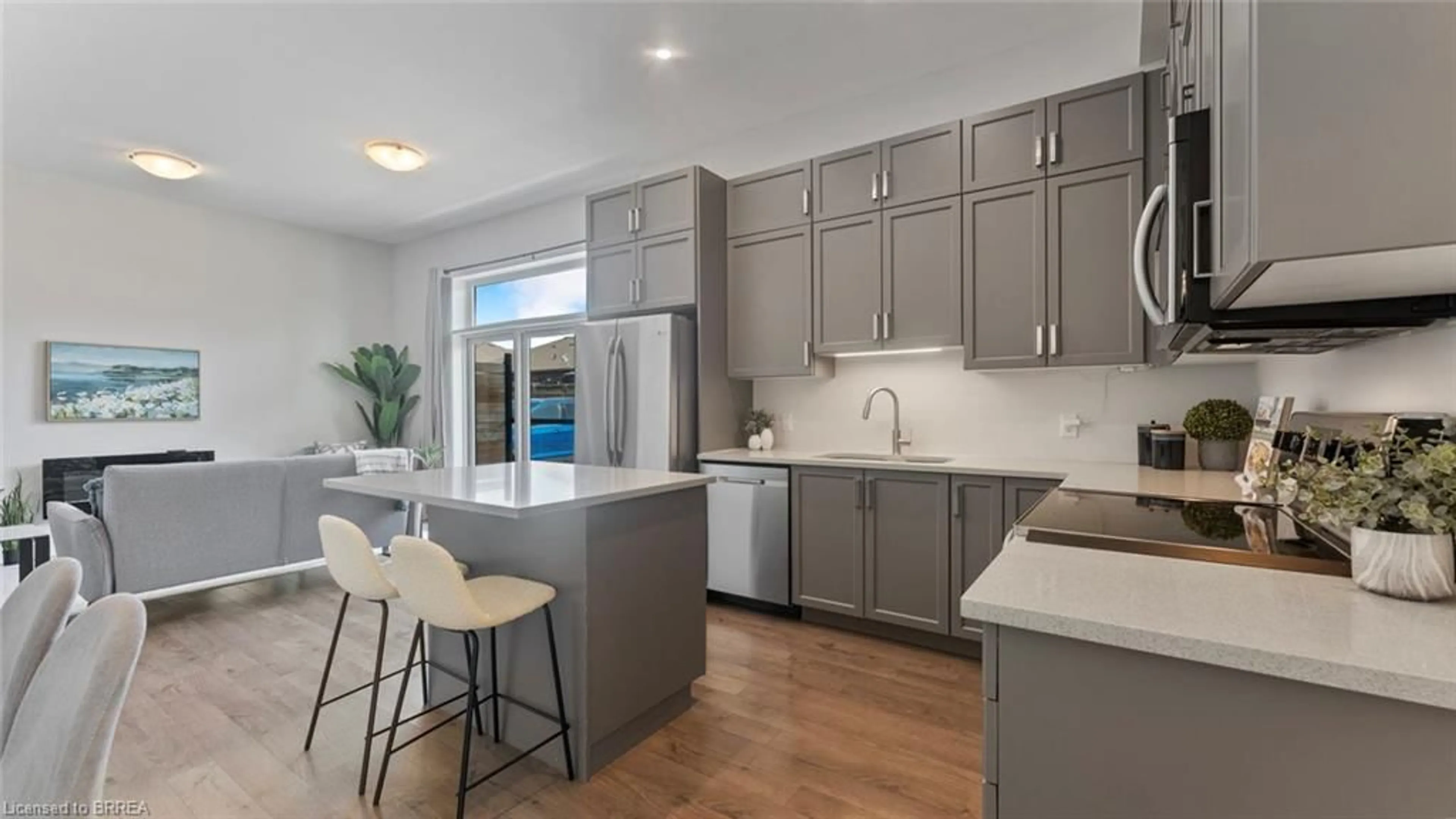 Open concept kitchen, ceramic/tile floor for 85A Morrell St #103, Brantford Ontario N3T 4J6