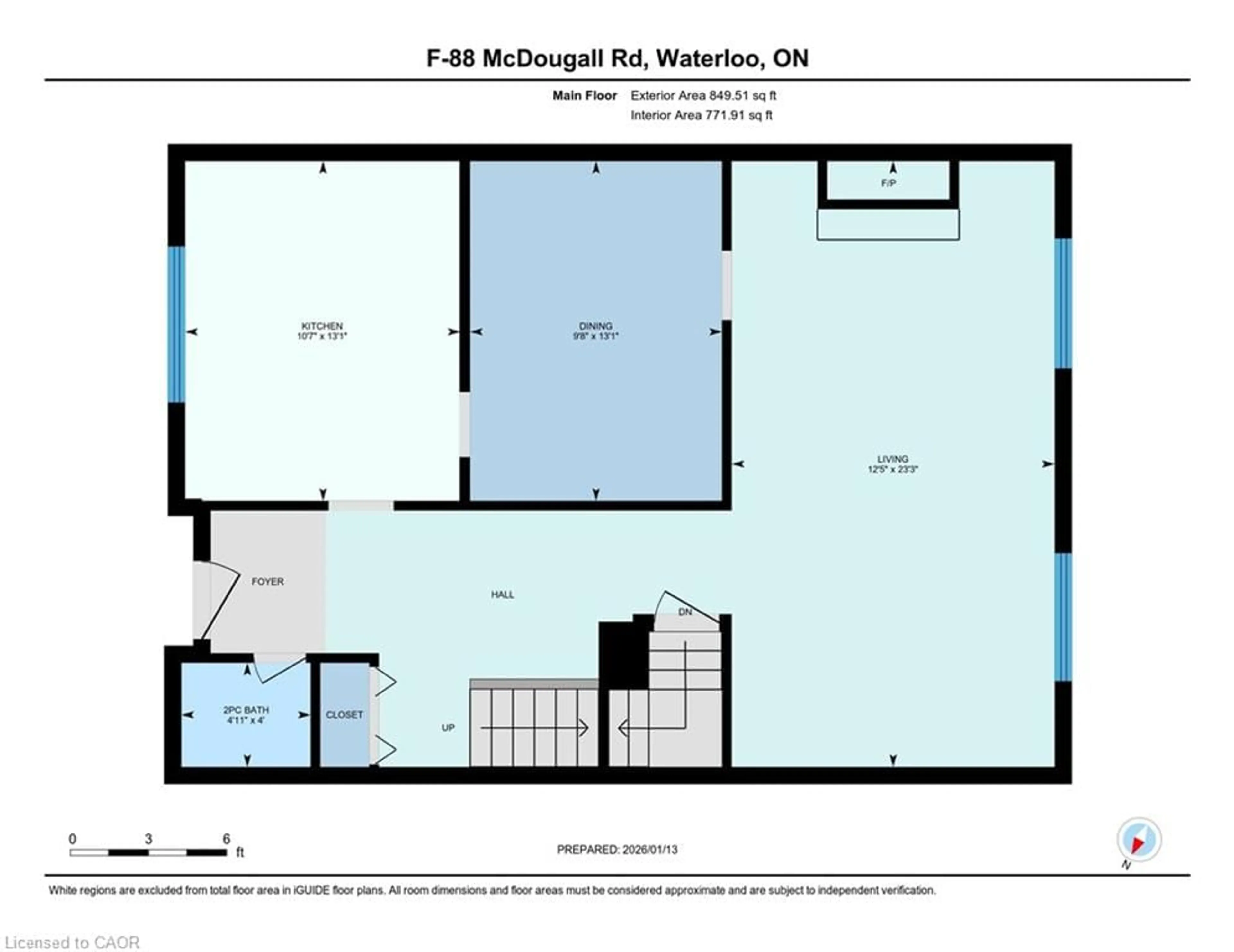 Floor plan for 88 Mcdougall Rd #F, Waterloo Ontario N2L 5C5