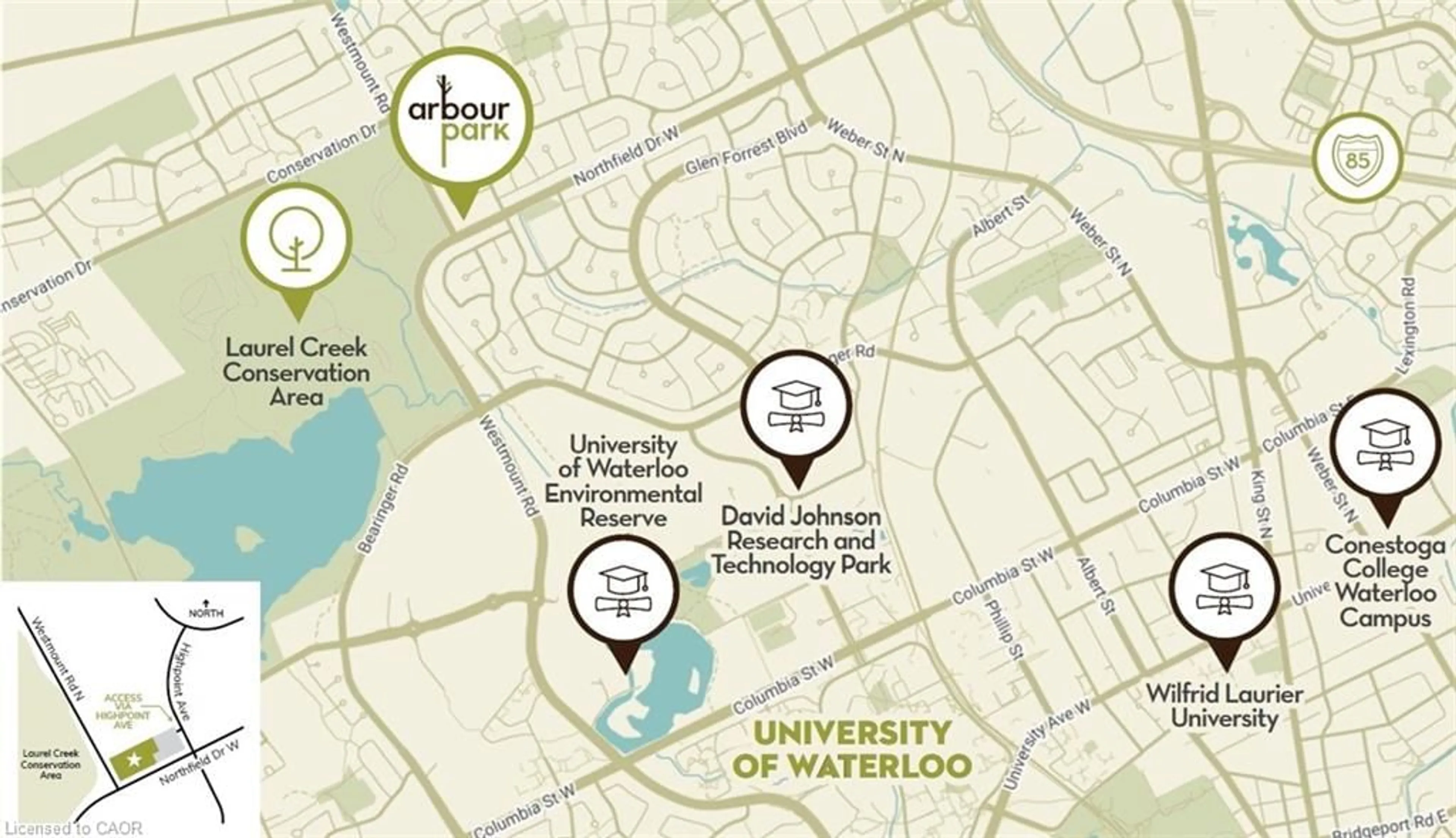 Picture of a map for 410 Northfield Dr #D10, Waterloo Ontario N2V 0J3