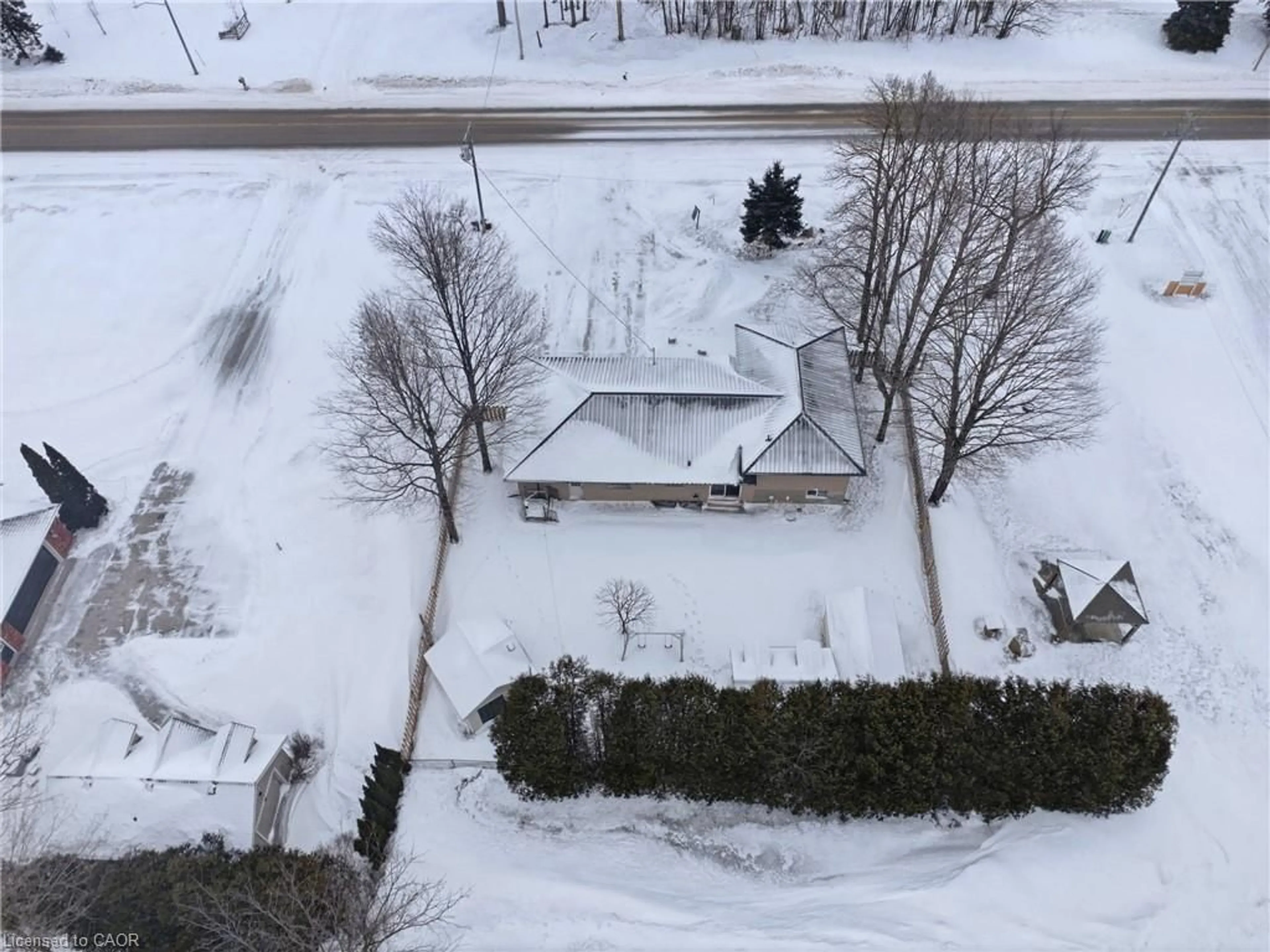 A pic from outside/outdoor area/front of a property/back of a property/a pic from drone, street for 109 Mcgivern St, Moorefield Ontario N0G 2K0
